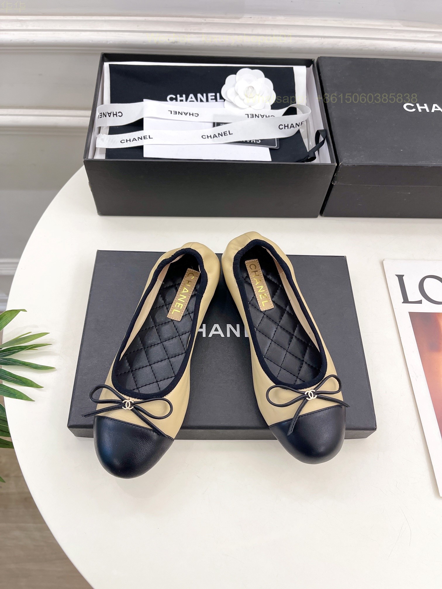 Chanel Bow Ballet Flats CC Logo Women Shoes