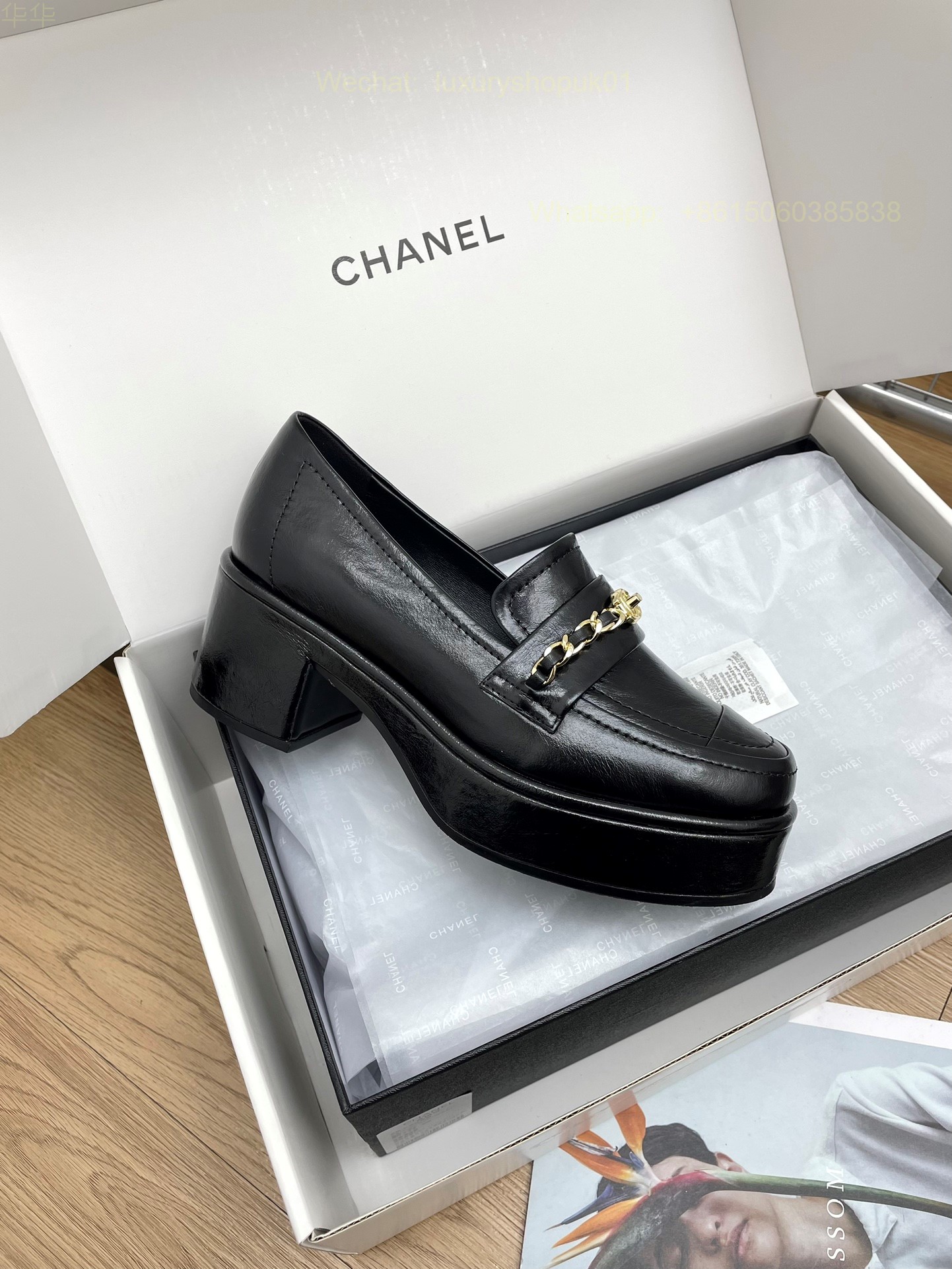 Chanel Leather loafer flat CC Logo Women Shoes