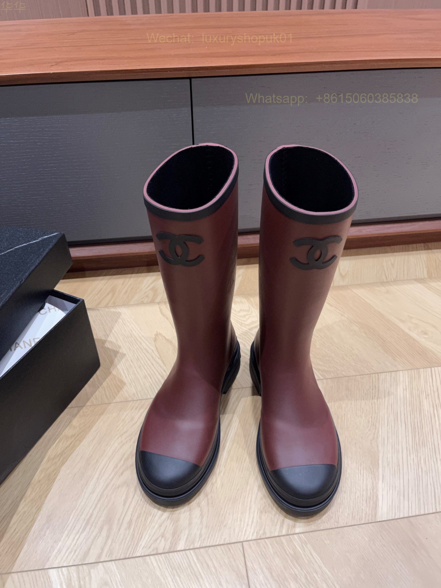Chanel Rubber CC Logo Rain Boots Women Shoes