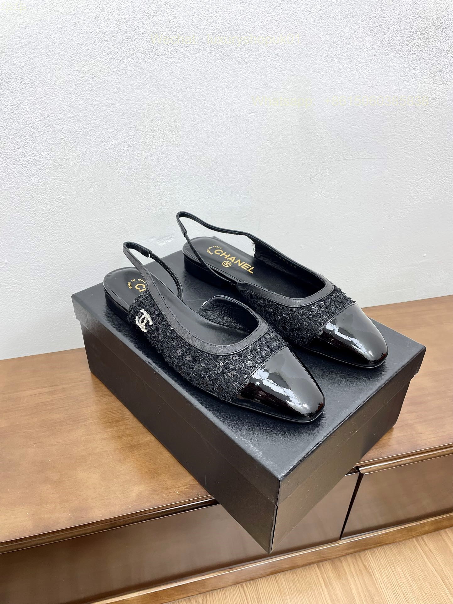 Chanel Tweed Slingback Flats Women Shoes