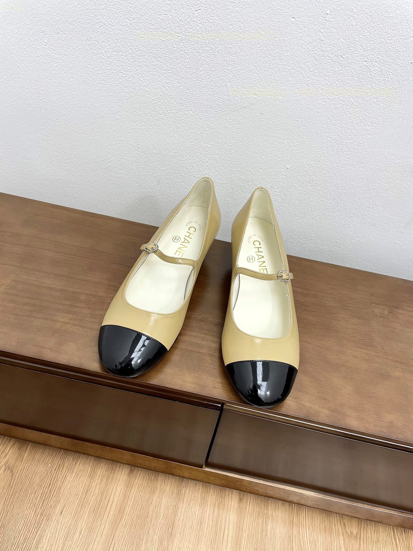 Chanel Bow Two Tone Heels Leather CC Block Heel Pumps Women Shoes