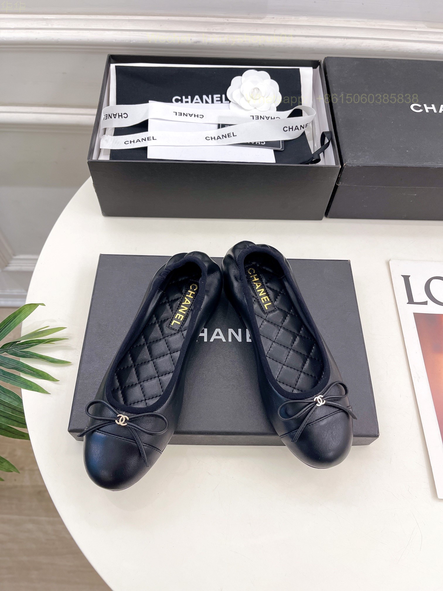 Chanel Bow Ballet Flats CC Logo Women Shoes