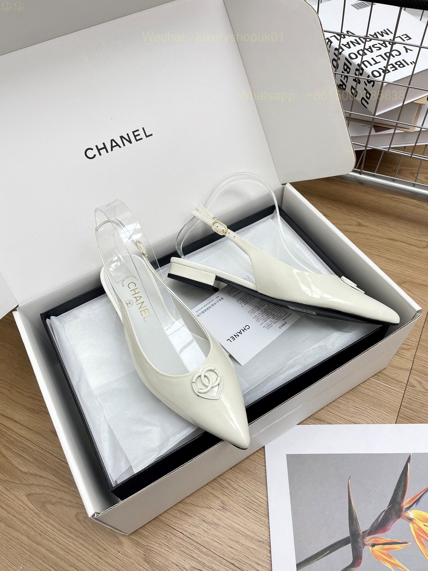 Chanel Leather Slingback Ballet flat CC Logo Women Shoes