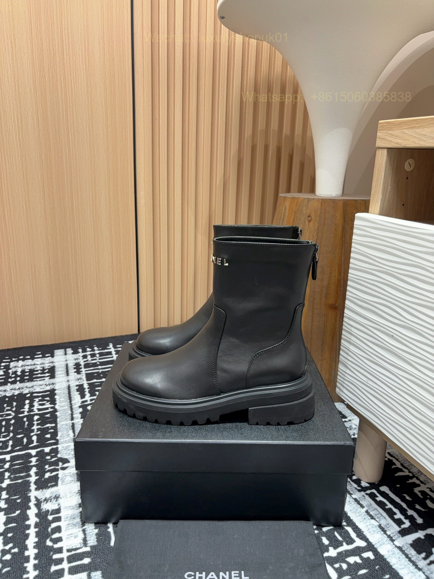 Chanel leather flat Boots Women Shoes