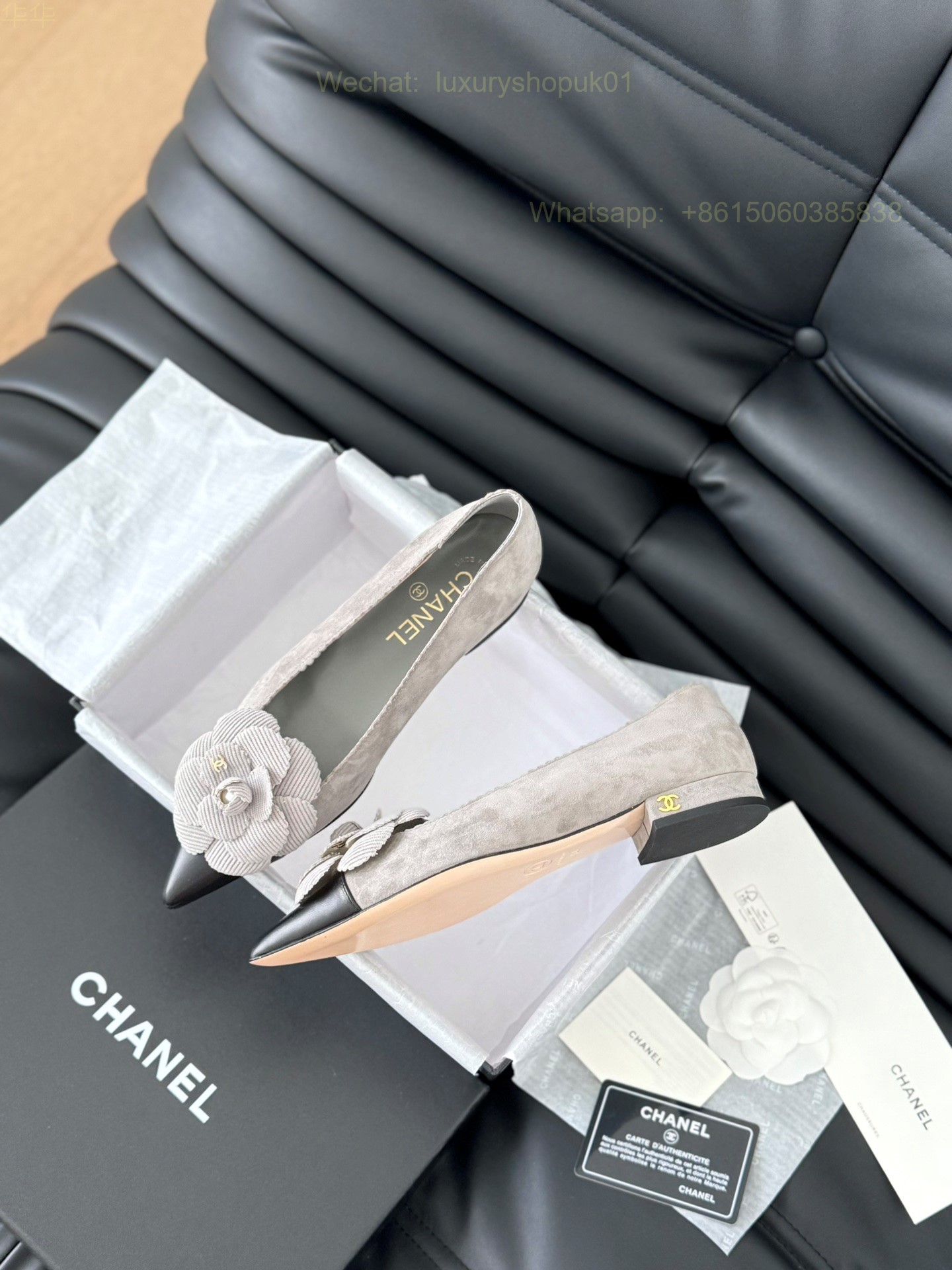 Chanel Leather Camellia Flower ballet flats Pointed toe Women Shoes