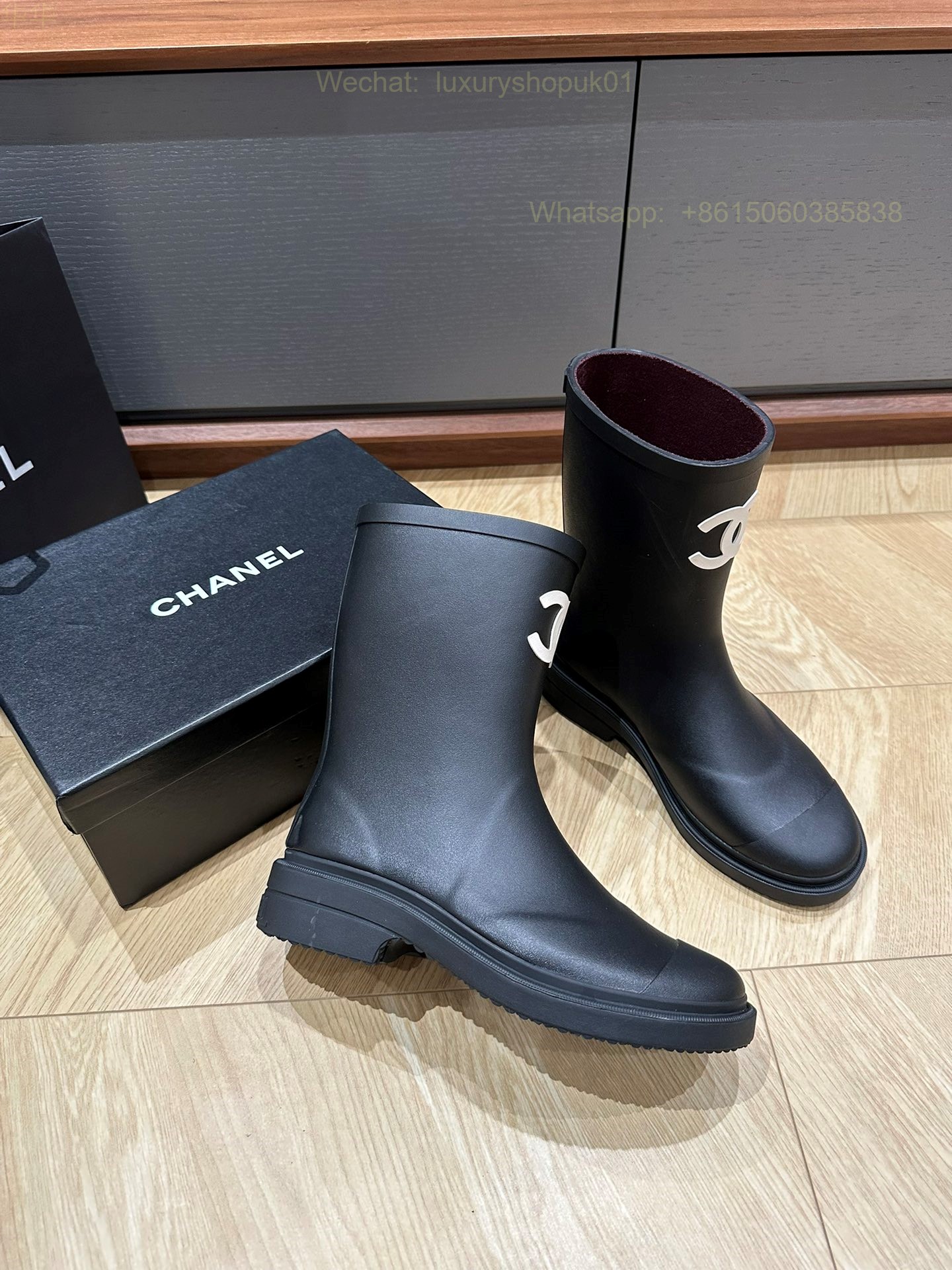 Chanel Rubber CC Logo Rain Boots Women Shoes