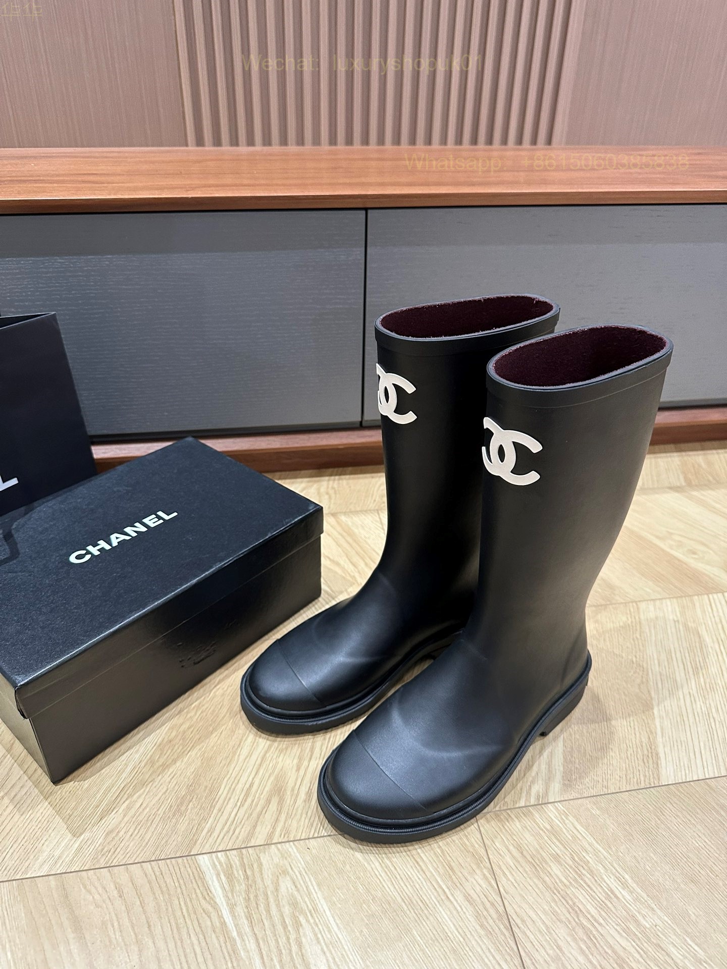 Chanel Rubber CC Logo Rain Boots Women Shoes