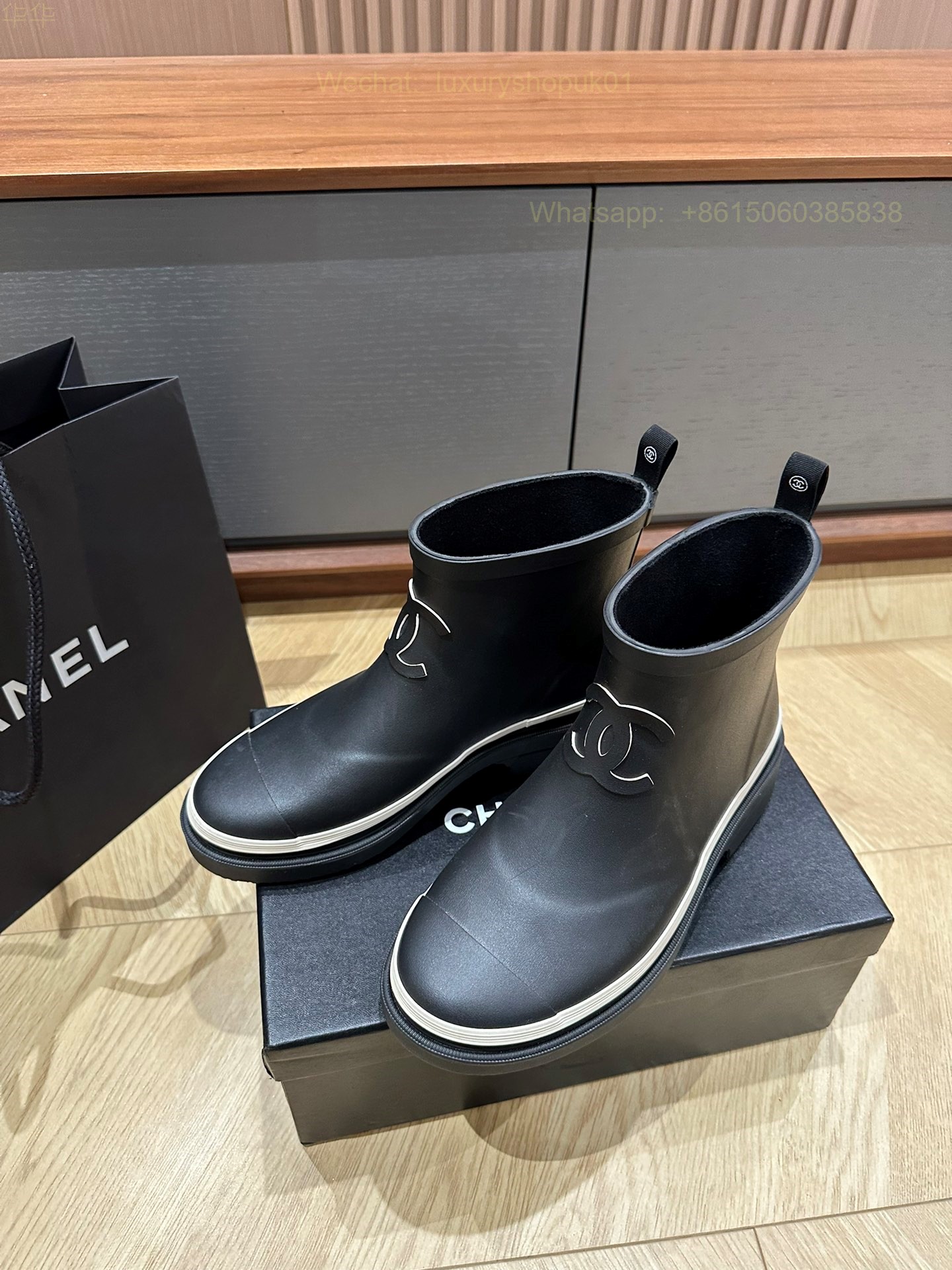 Chanel Rubber CC Logo Rain Boots Women Shoes