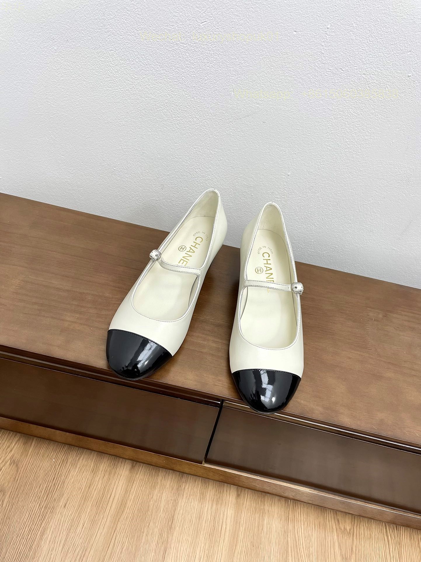 Chanel Bow Two Tone Heels Leather CC Block Heel Pumps Women Shoes