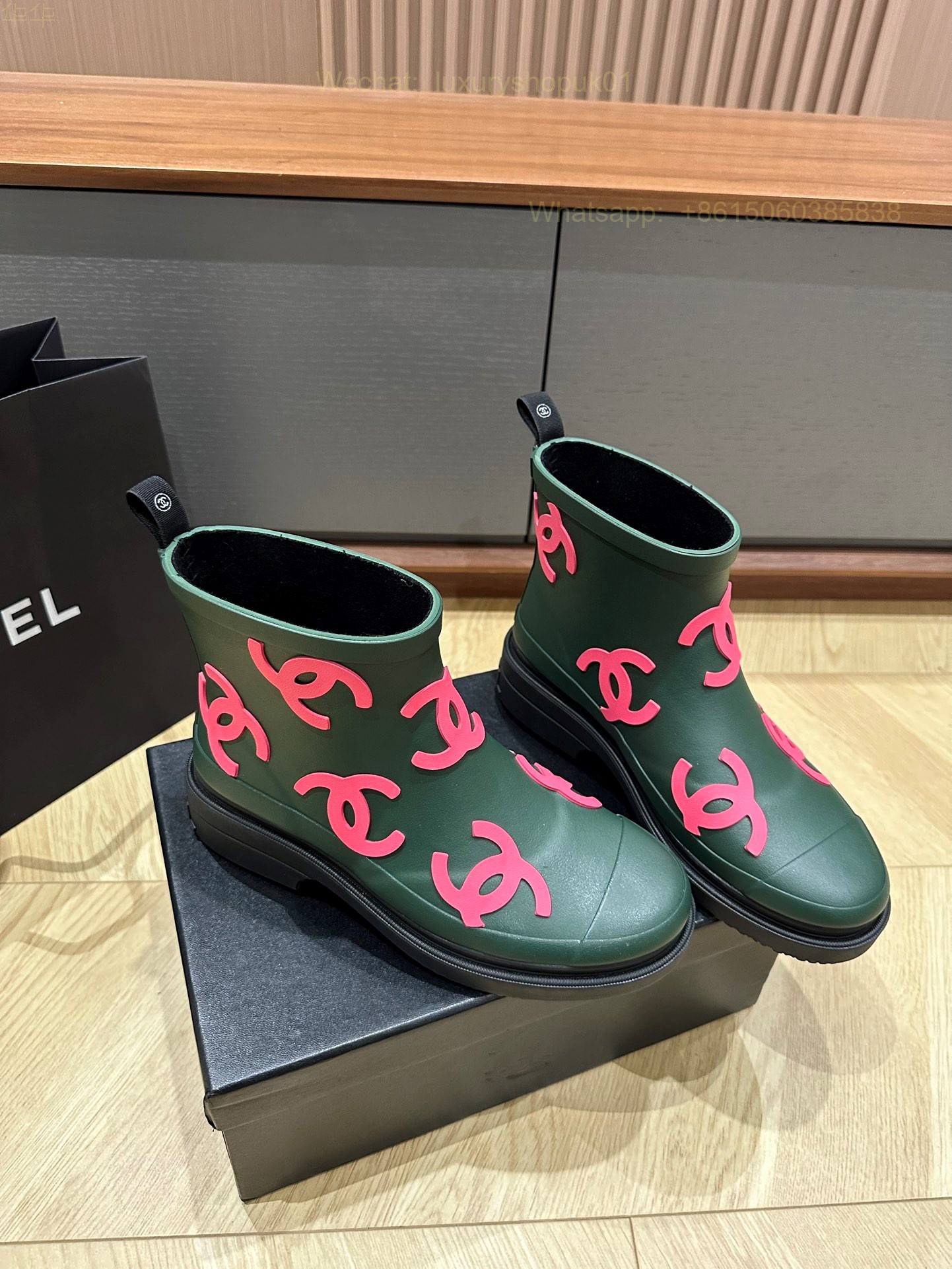 Chanel Rubber CC Logo Rain Boots Women Shoes