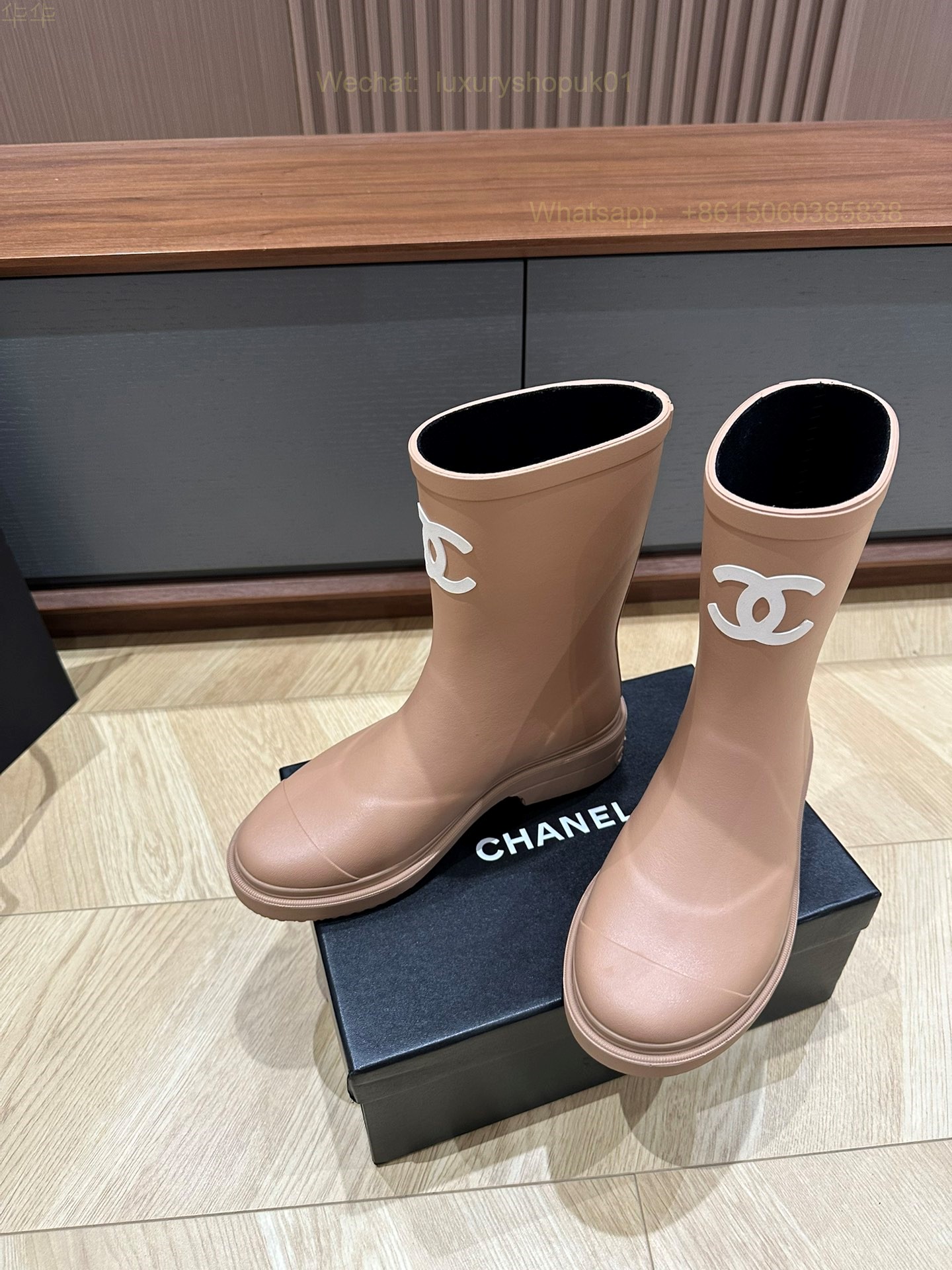 Chanel Rubber CC Logo Rain Boots Women Shoes