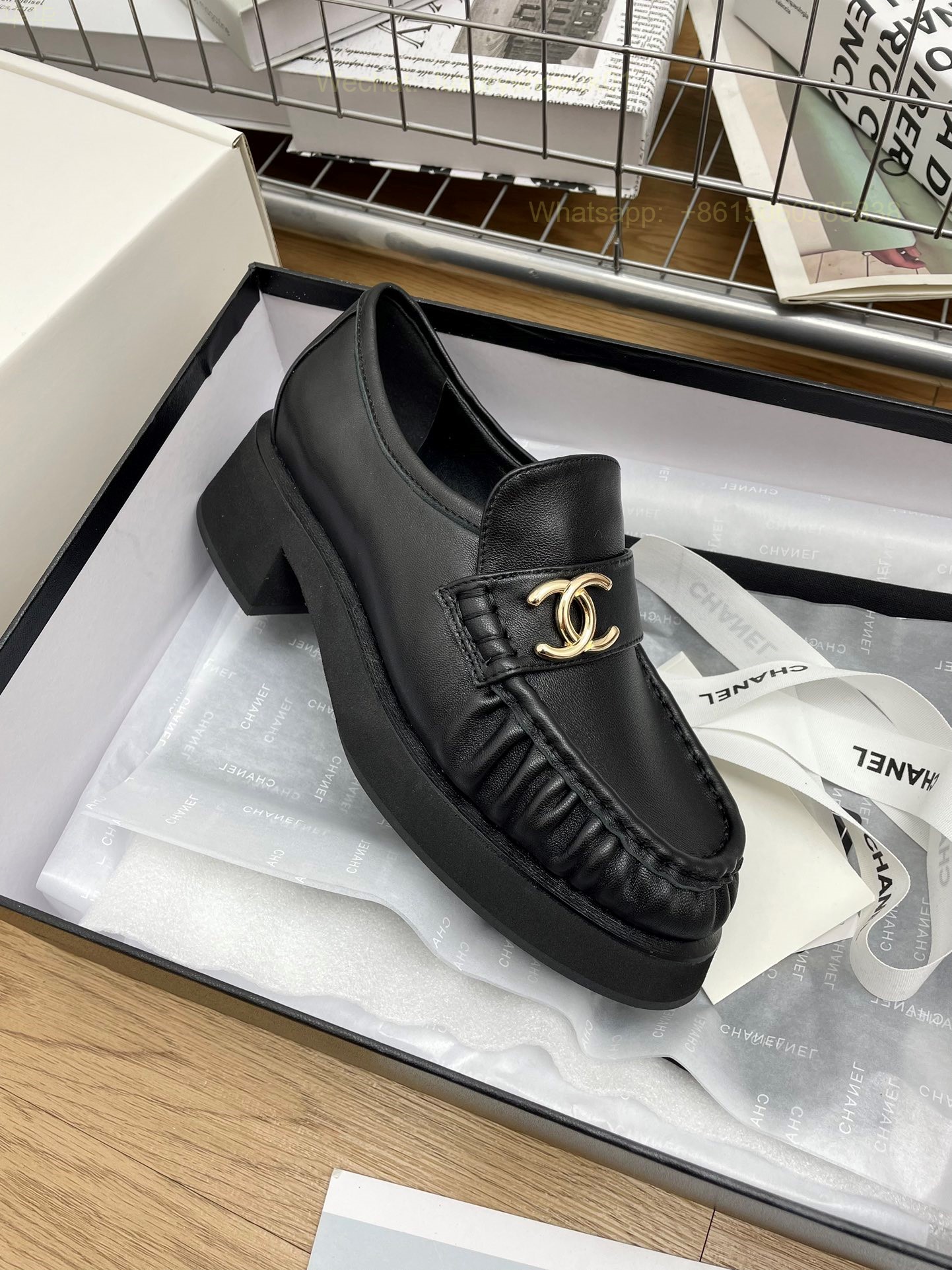 Chanel Leather Loafer flat CC Logo Women Shoes