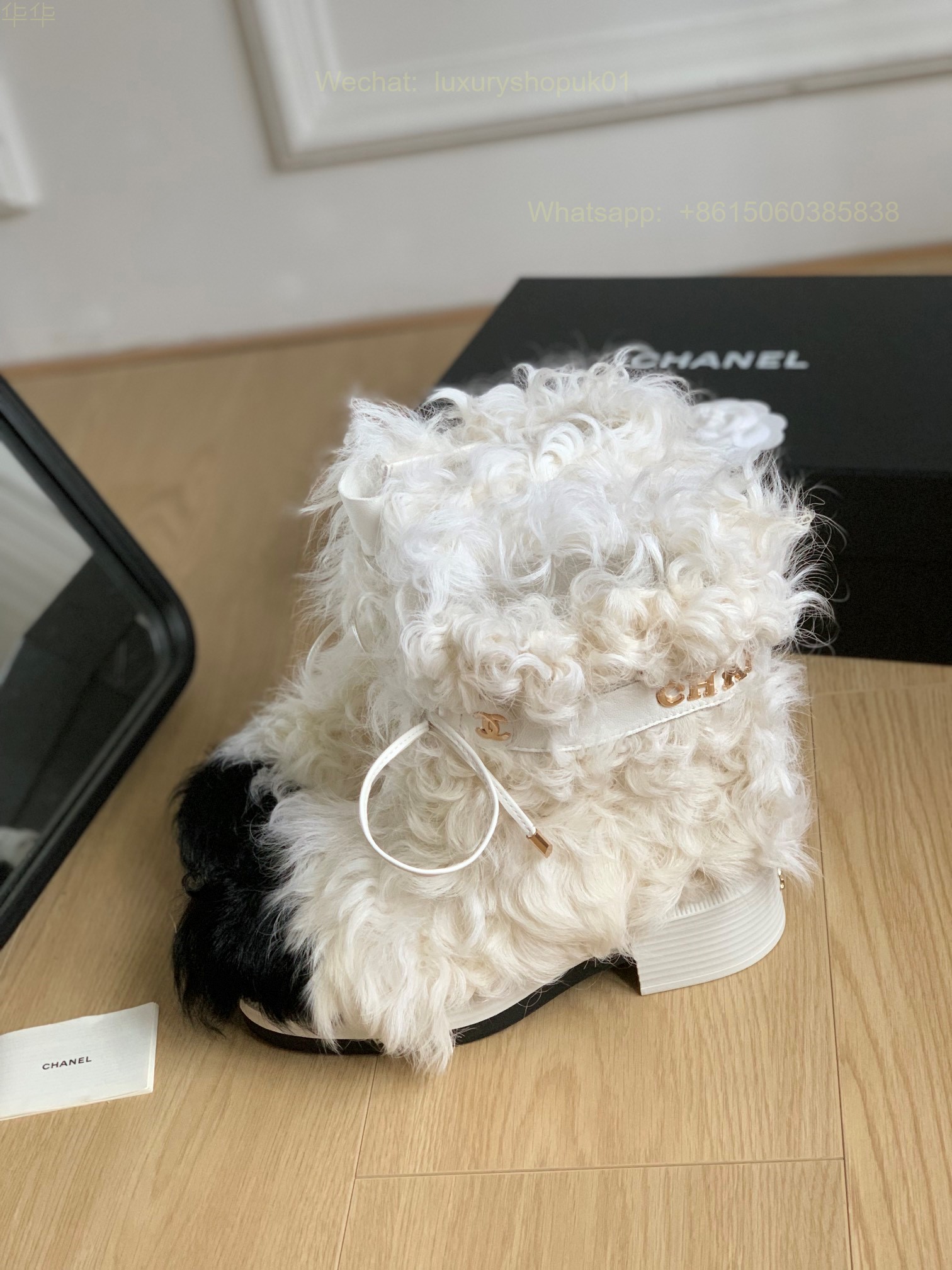 Chanel Shearling Fur Calf Length Boots Women Shoes