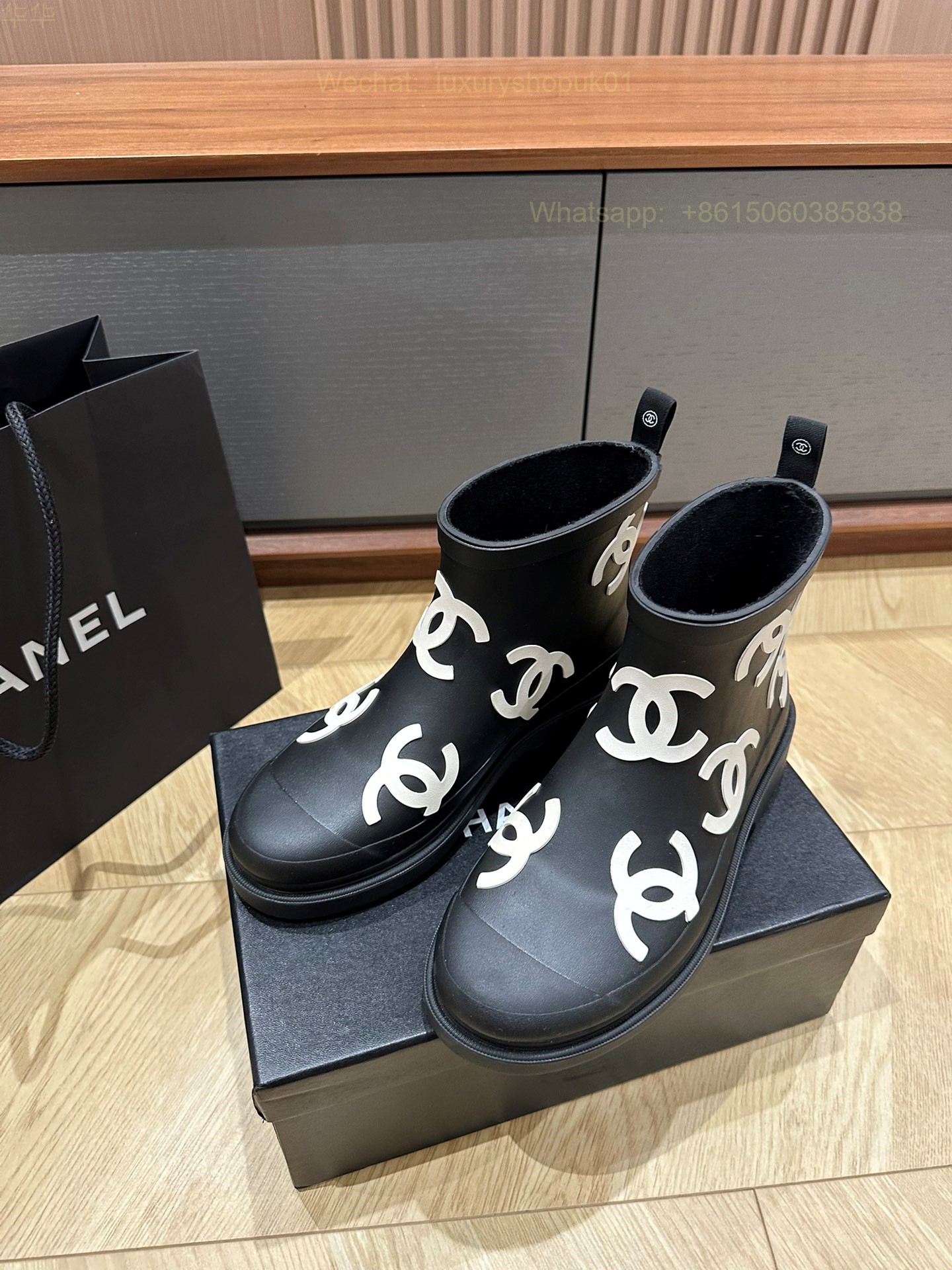 Chanel Rubber CC Logo Rain Boots Women Shoes
