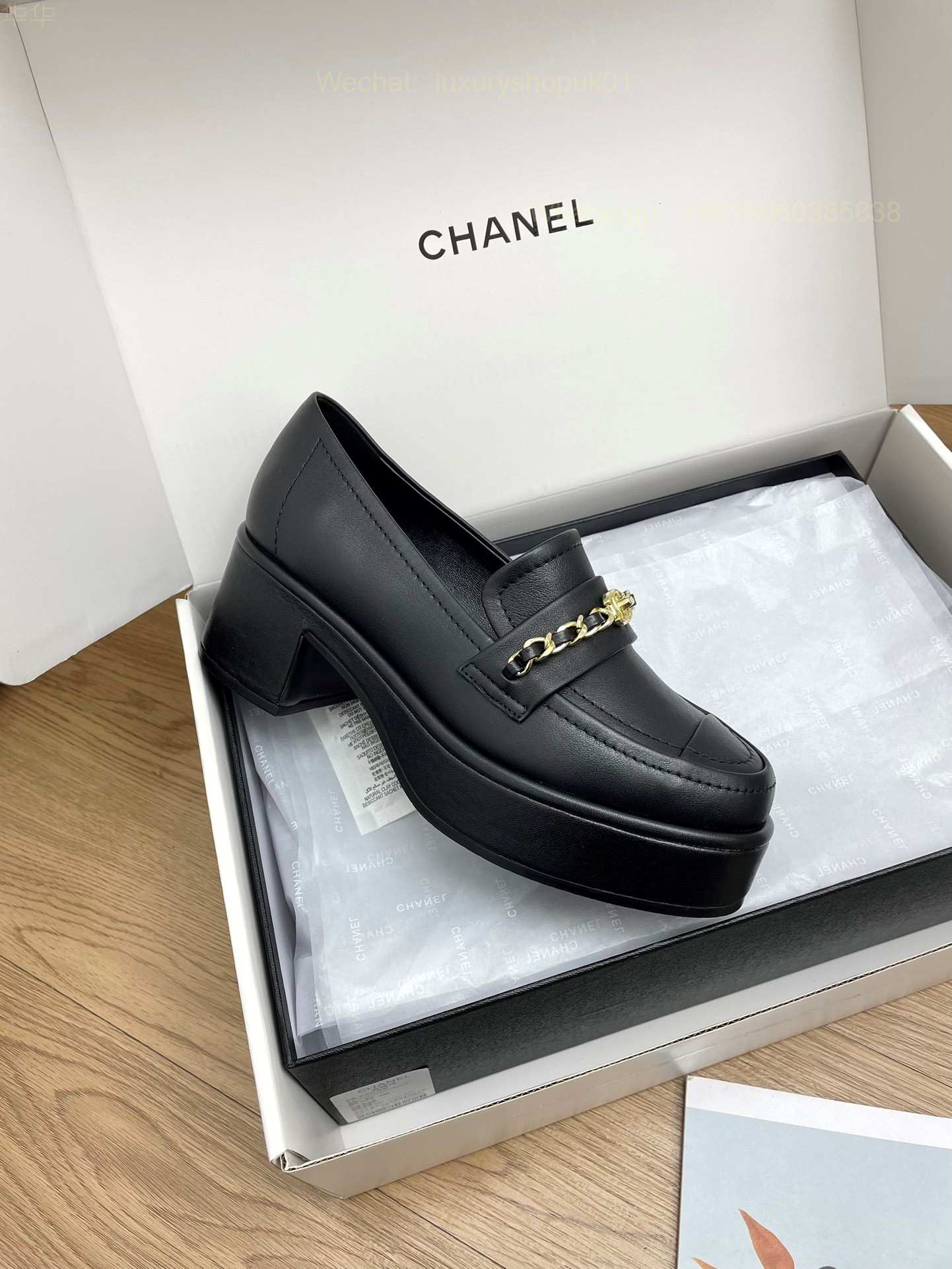 Chanel Leather loafer flat CC Logo Women Shoes