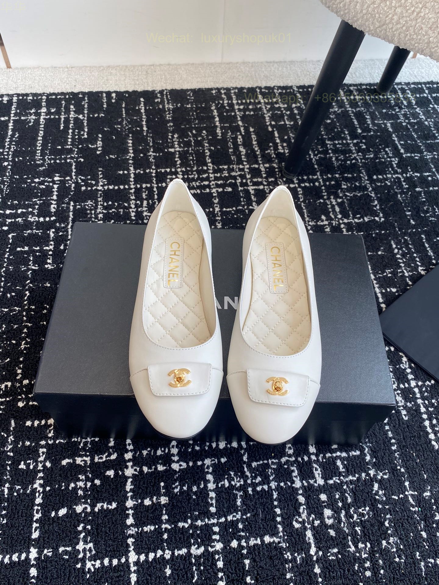 Chanel Ballet flats Leather CC Logo Women Shoes