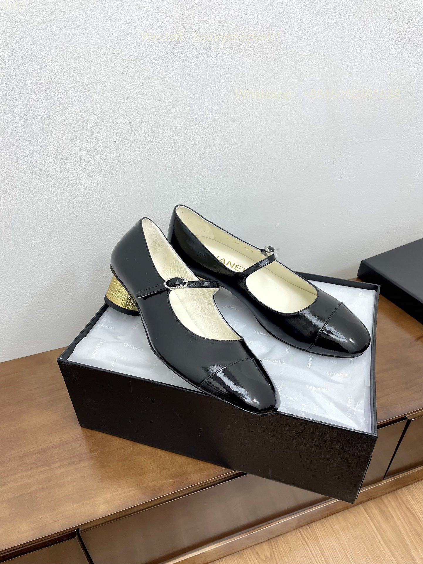 Chanel Bow Two Tone Heels Leather CC Block Heel Pumps Women Shoes