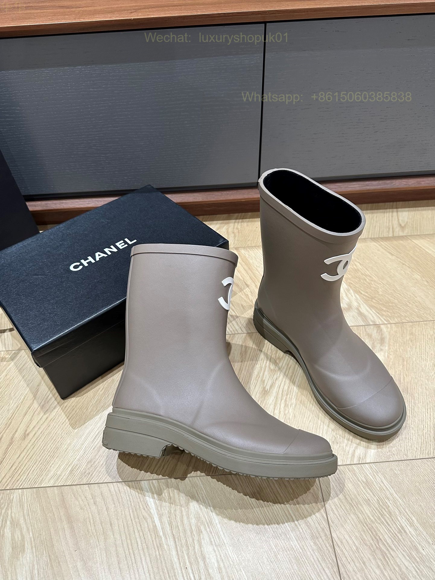 Chanel Rubber CC Logo Rain Boots Women Shoes
