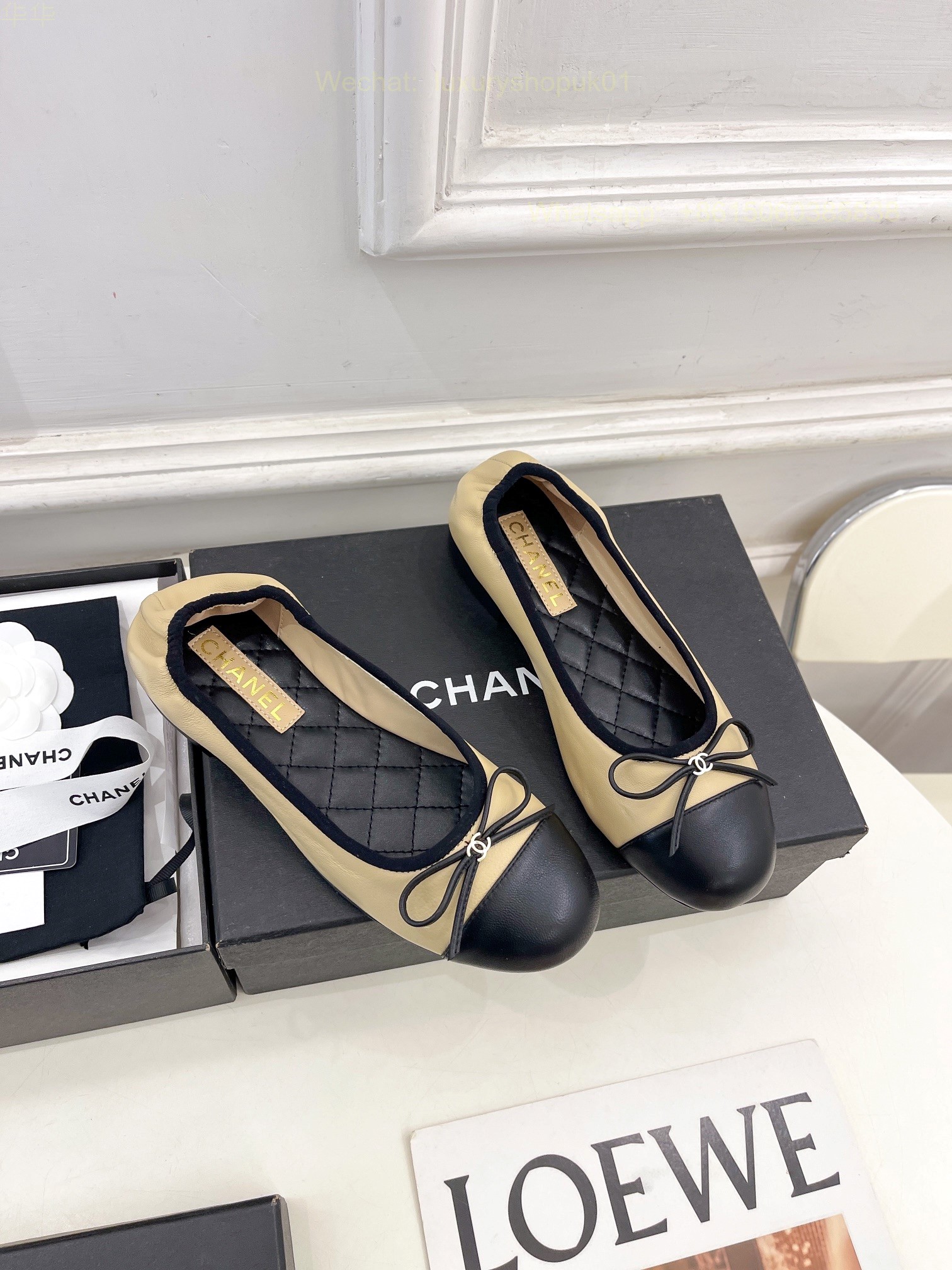 Chanel Bow Ballet Flats CC Logo Women Shoes