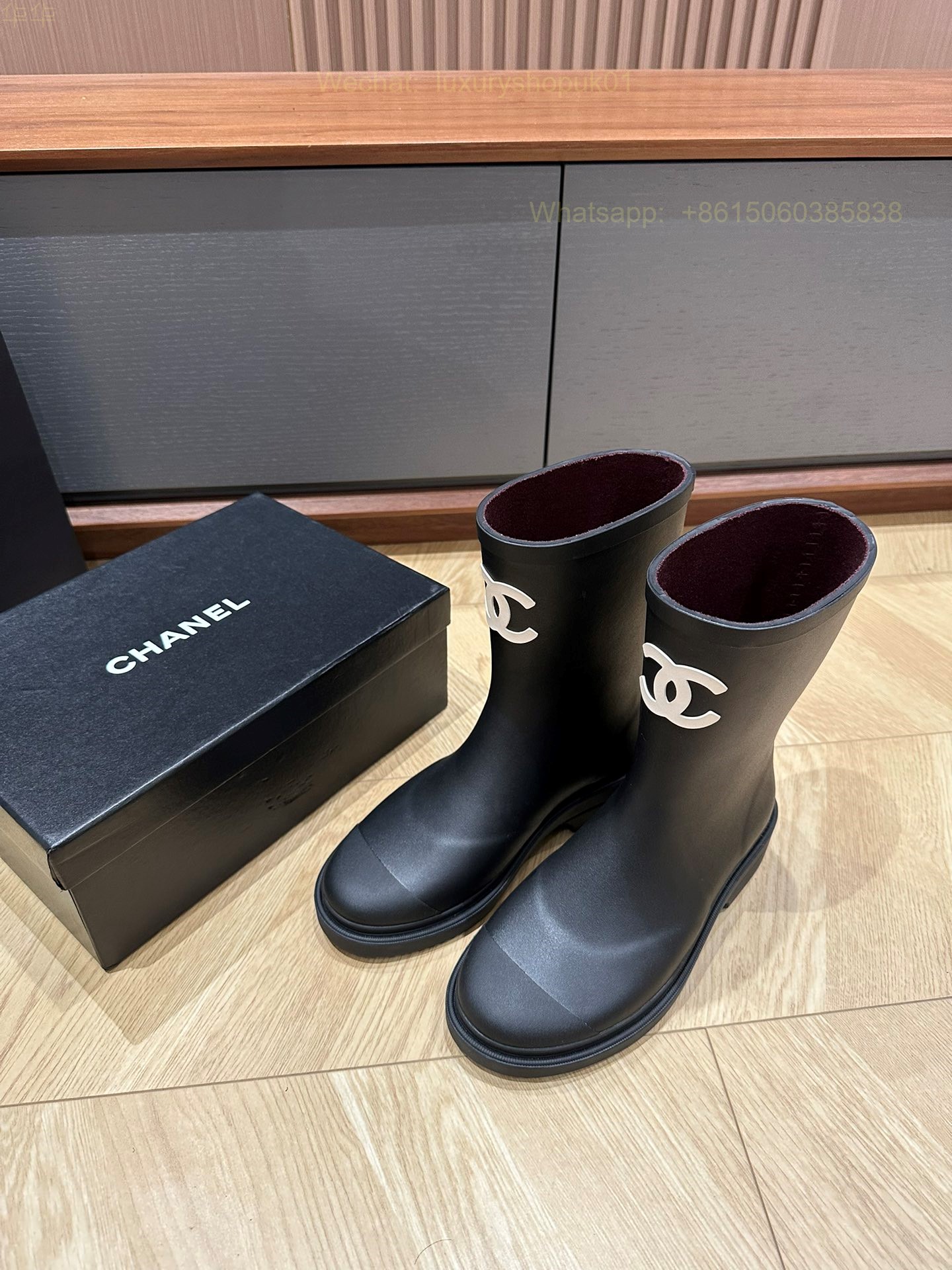 Chanel Rubber CC Logo Rain Boots Women Shoes