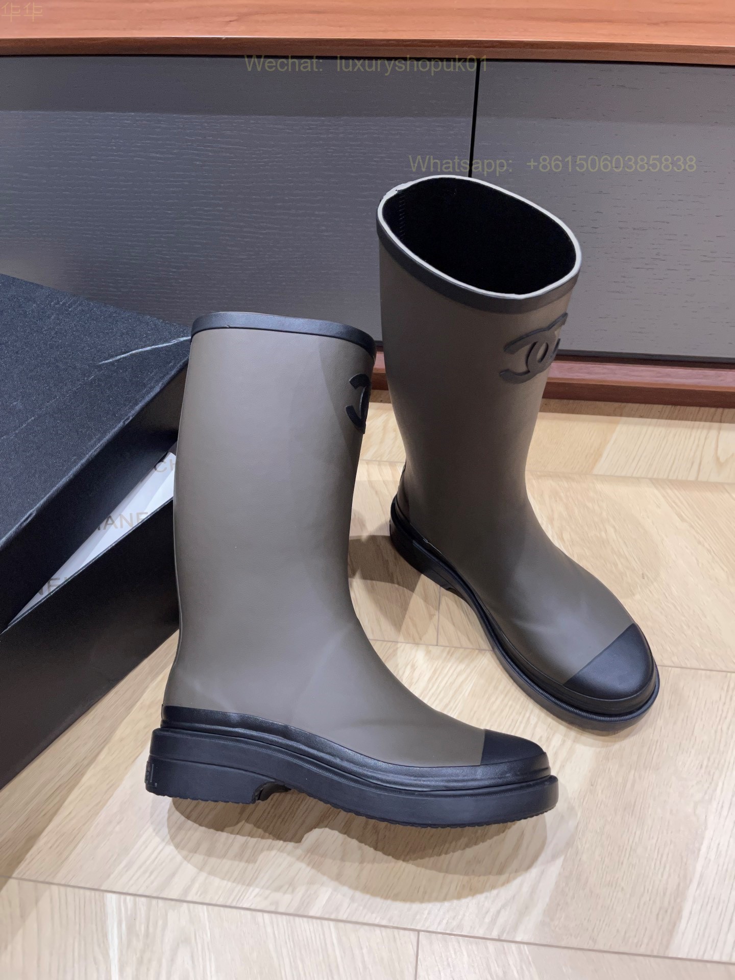 Chanel Rubber CC Logo Rain Boots Women Shoes