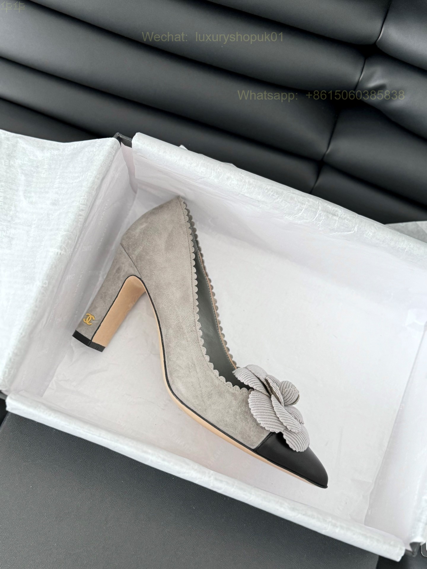 Chanel Leather Camellia Flower High heels pumps Pointed toe Women Shoes