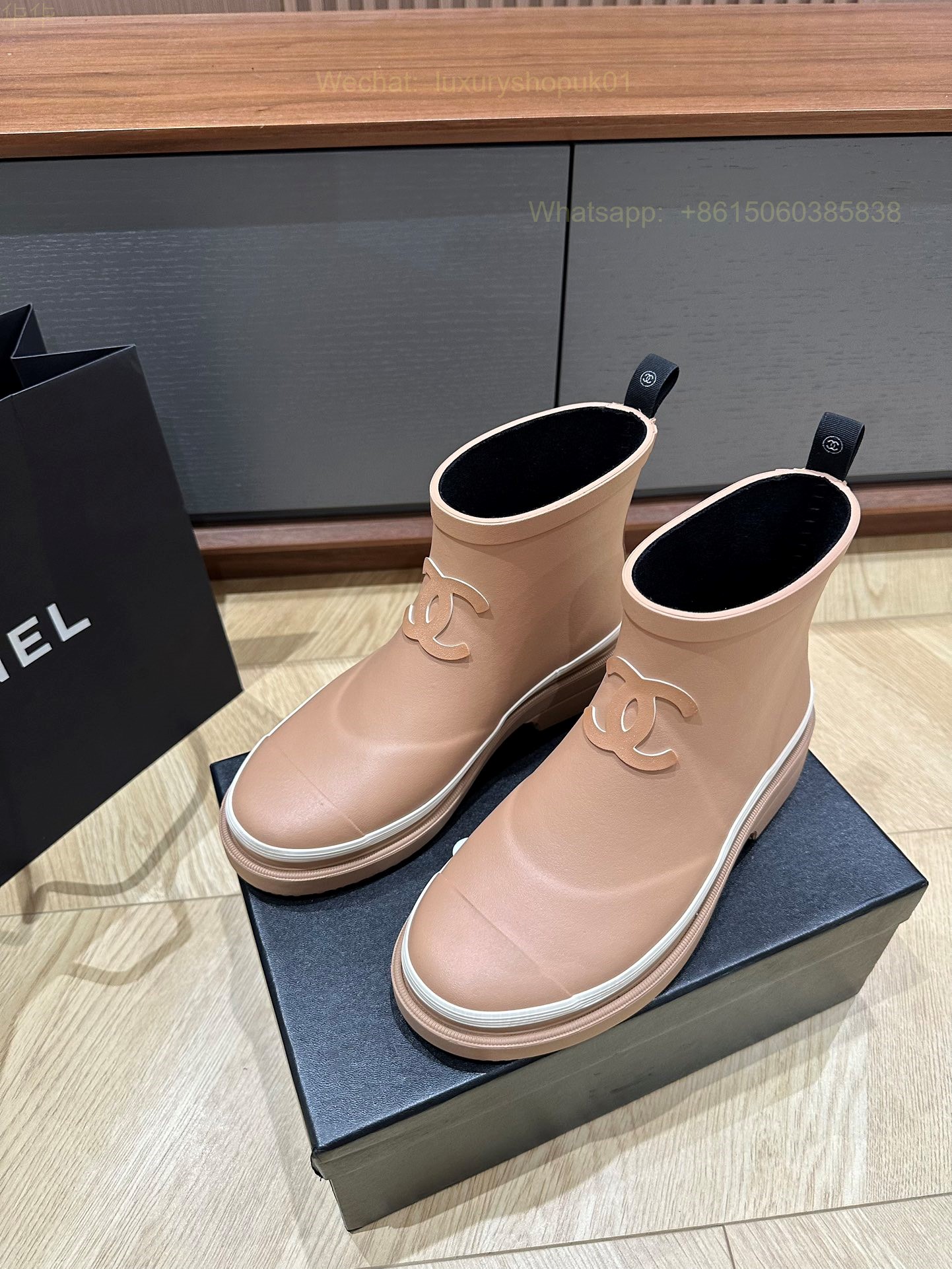 Chanel Rubber CC Logo Rain Boots Women Shoes