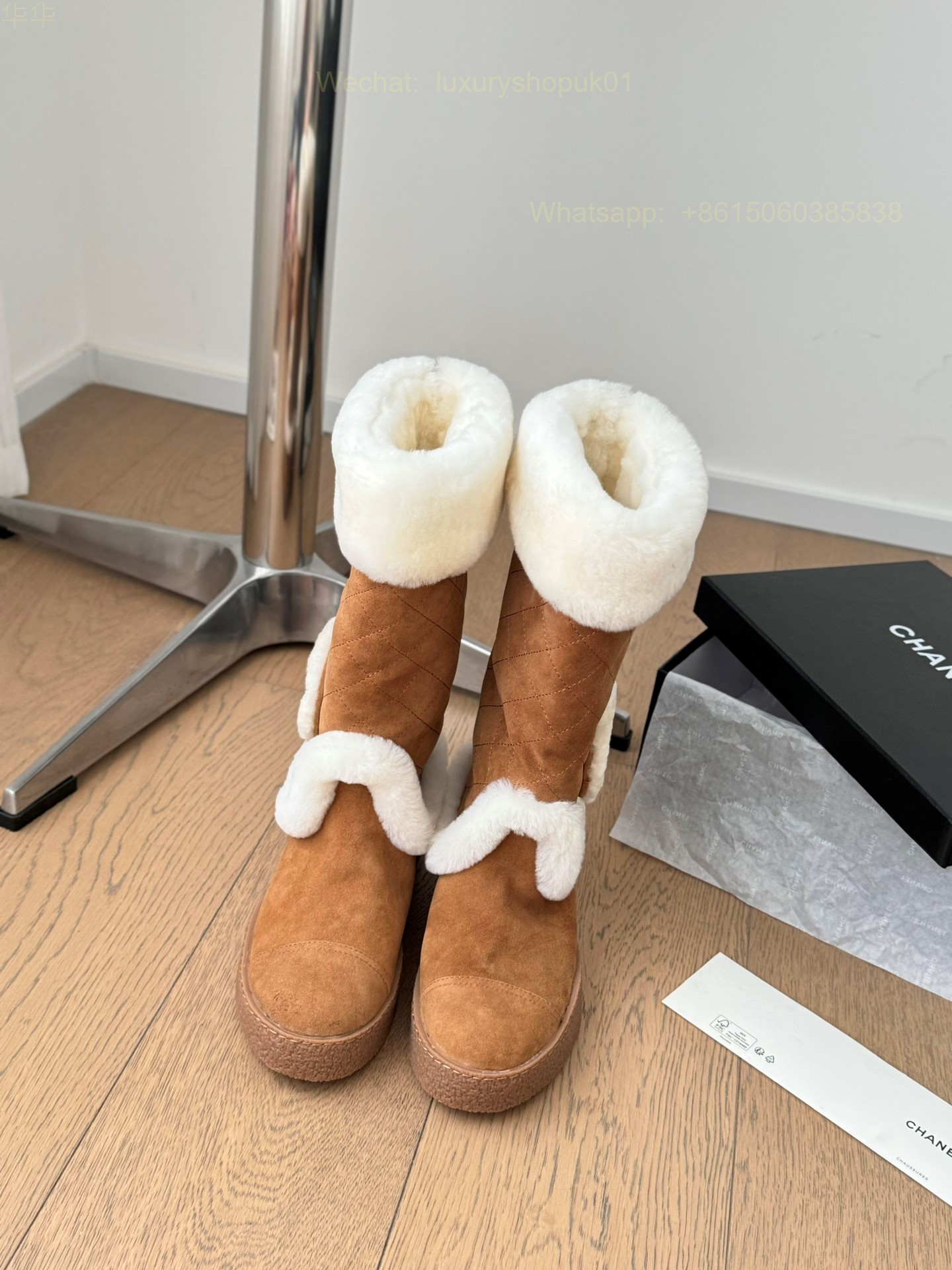 Chanel Fur Shearling Boots Flat Women Snow Shoes