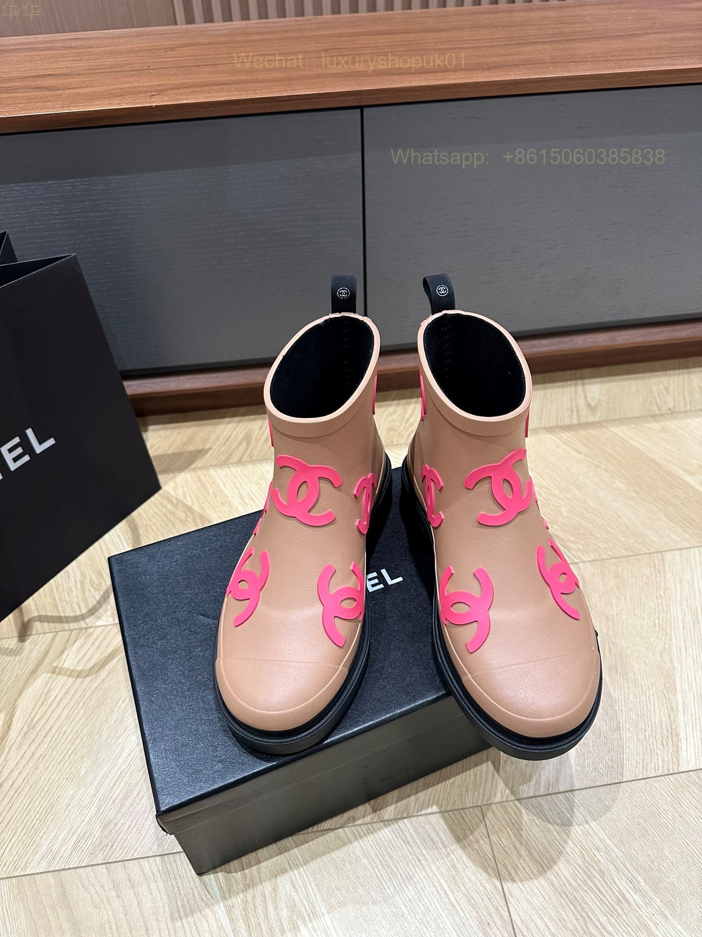 Chanel Rubber CC Logo Rain Boots Women Shoes