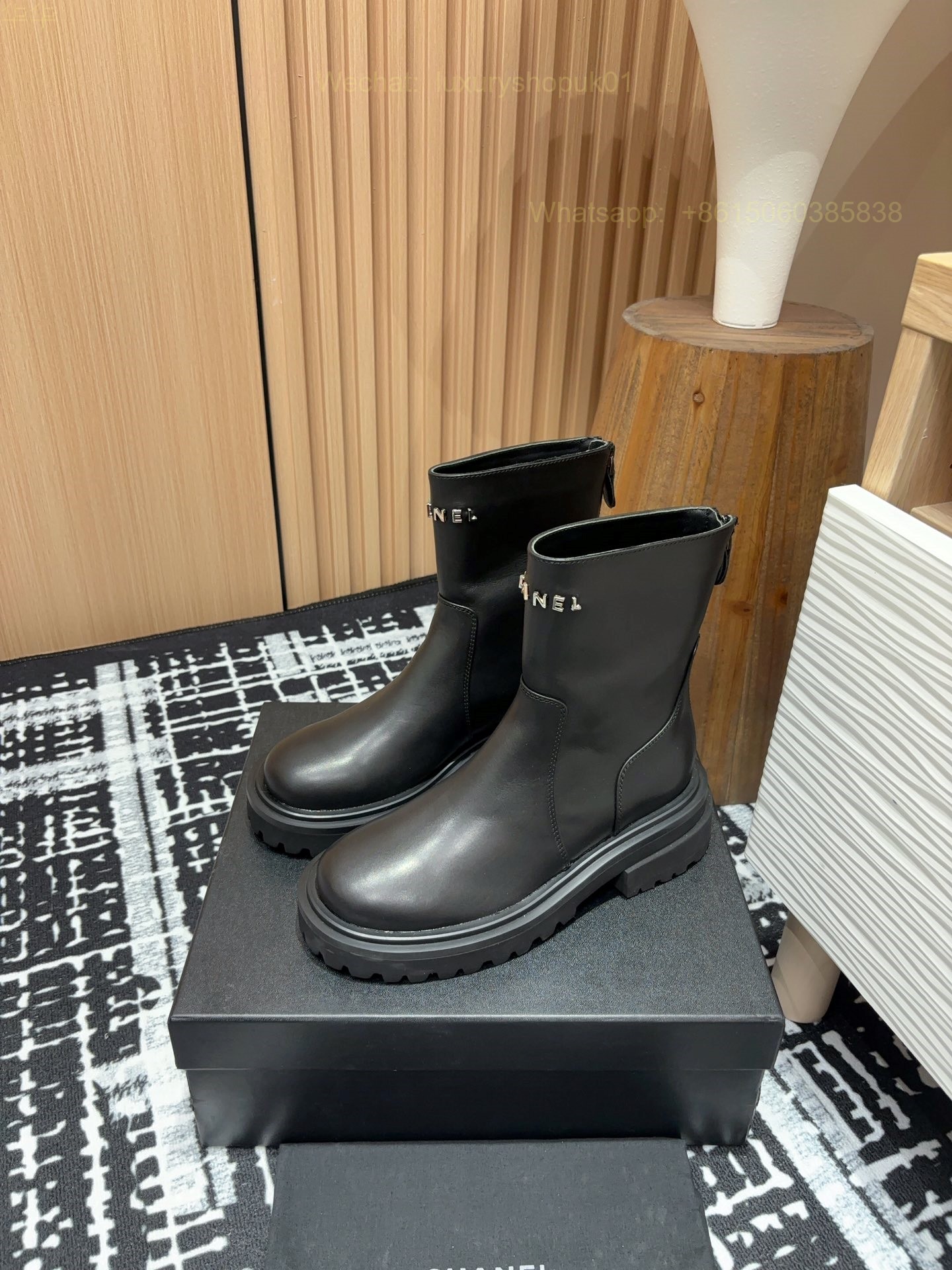 Chanel leather flat Boots Women Shoes