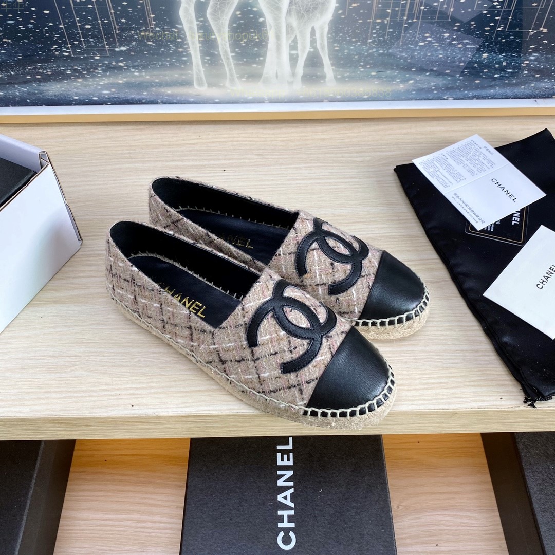 Chanel CC Logo Cap Toe Espadrilles Flat Women Shoes