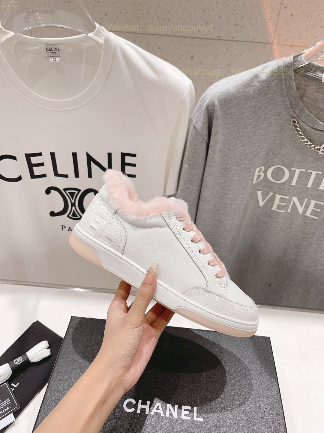 Chanel Fur Shearling Sneaker CC Logo Women Platform Shoes