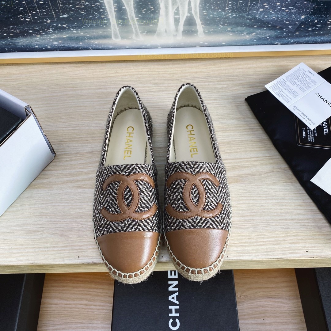 Chanel CC Logo Cap Toe Espadrilles Flat Women Shoes