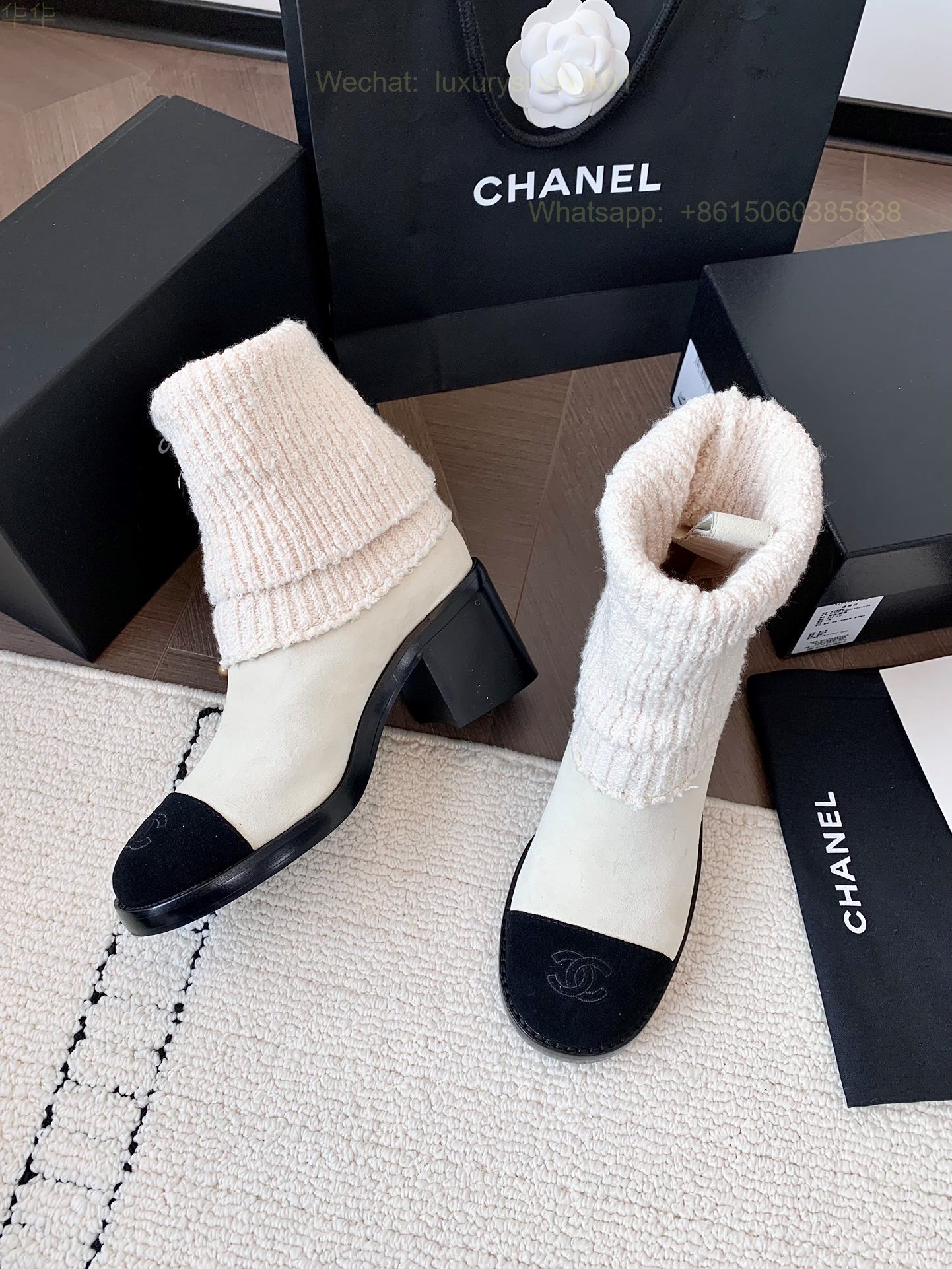 Chanel Knit Boots High heels Women Shoes