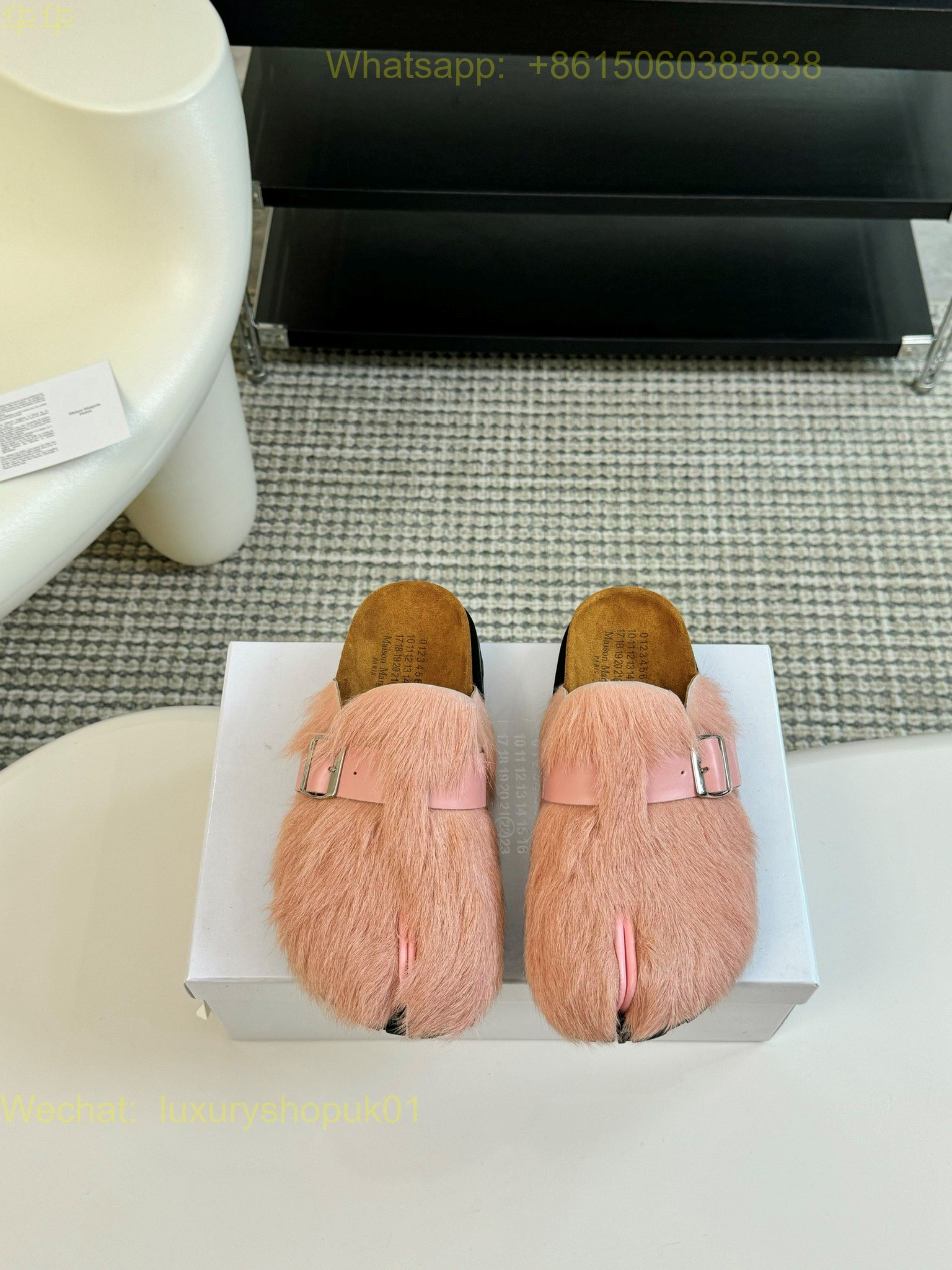 MM6 Maison Martin Margiela tabi Fur Slippers slip on Women Shoes