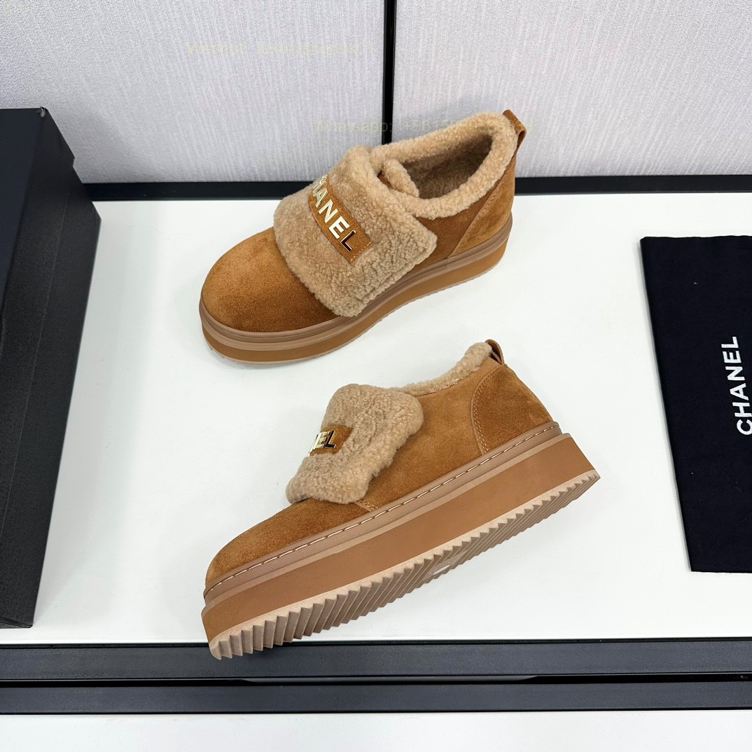 Chanel Fur Shearling Flat Women Snow Shoes