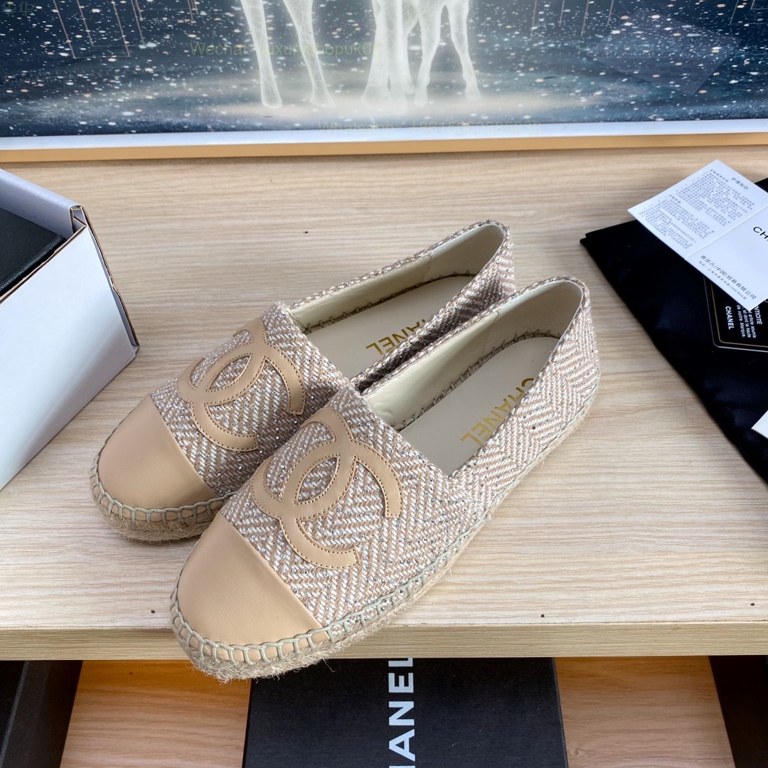 Chanel CC Logo Cap Toe Espadrilles Flat Women Shoes
