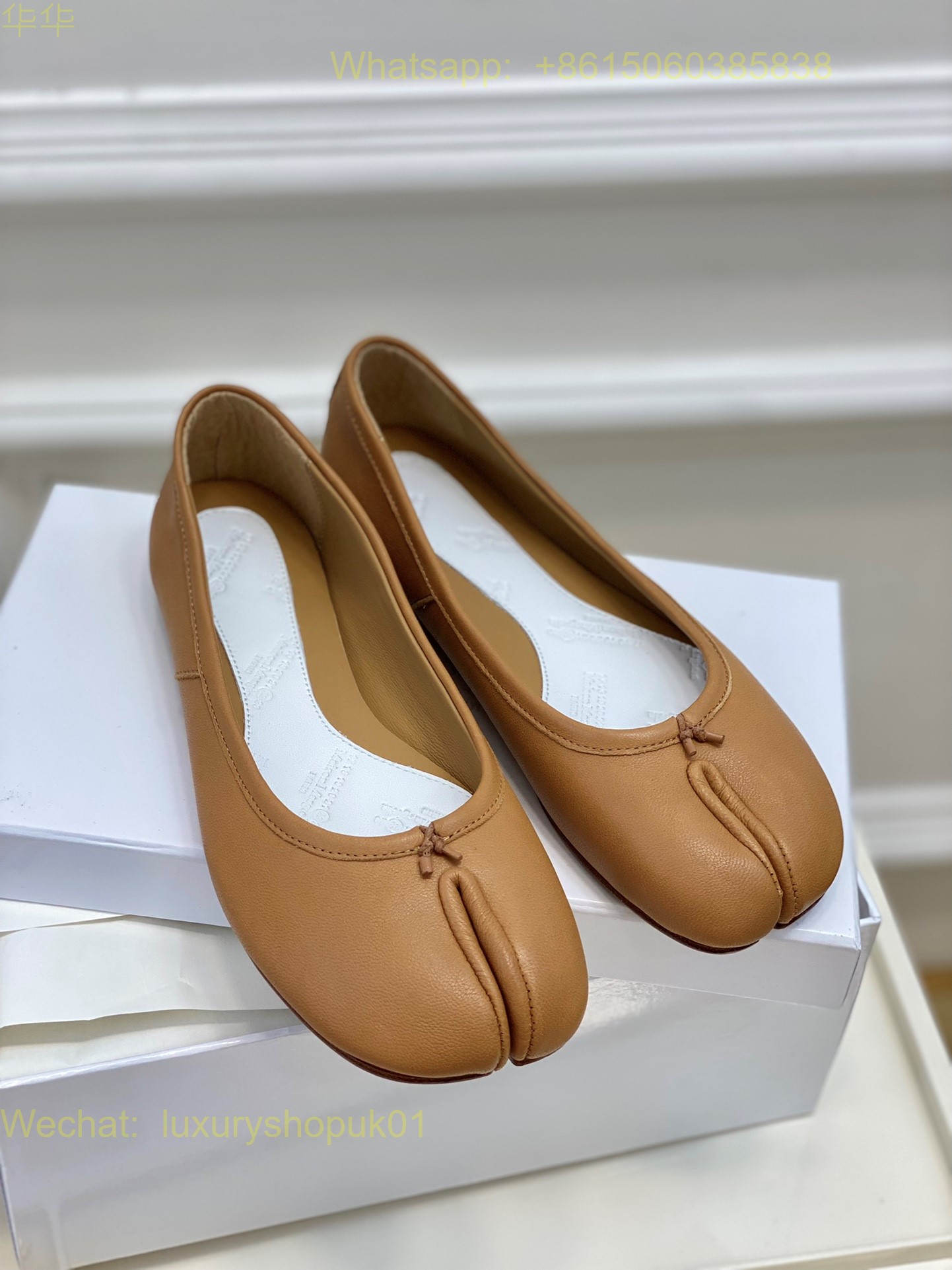 MM6 Maison Margiela tabi stitch-out leather ballerina shoes Women Flat Shoes