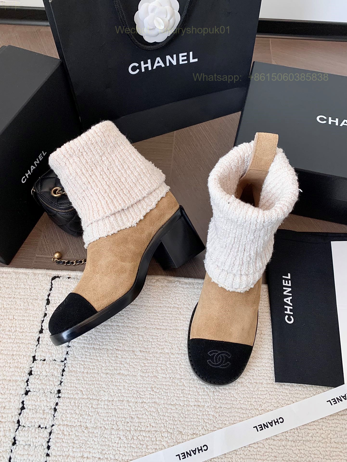 Chanel Knit Boots High heels Women Shoes