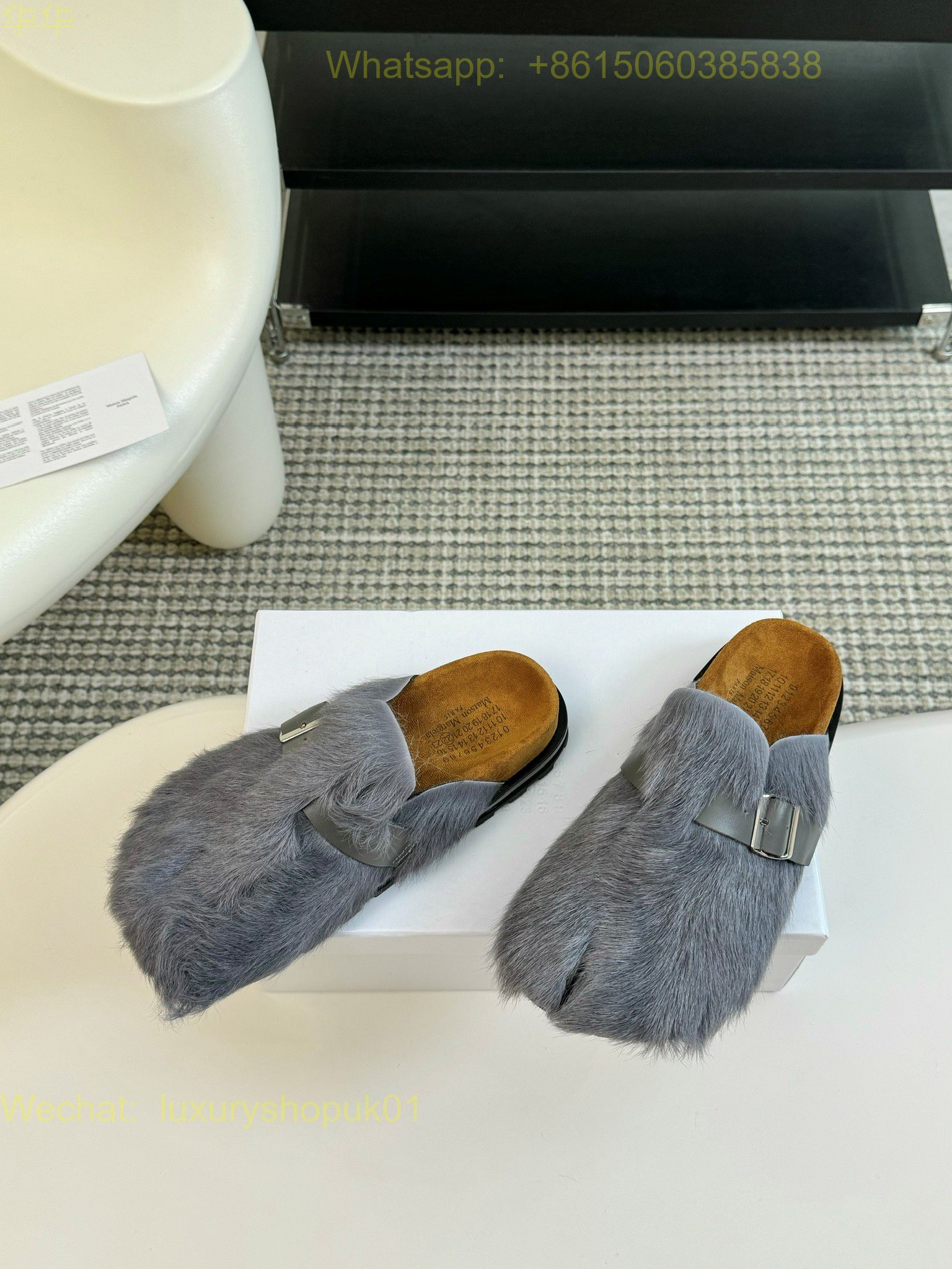 MM6 Maison Martin Margiela tabi Fur Slippers slip on Women Shoes