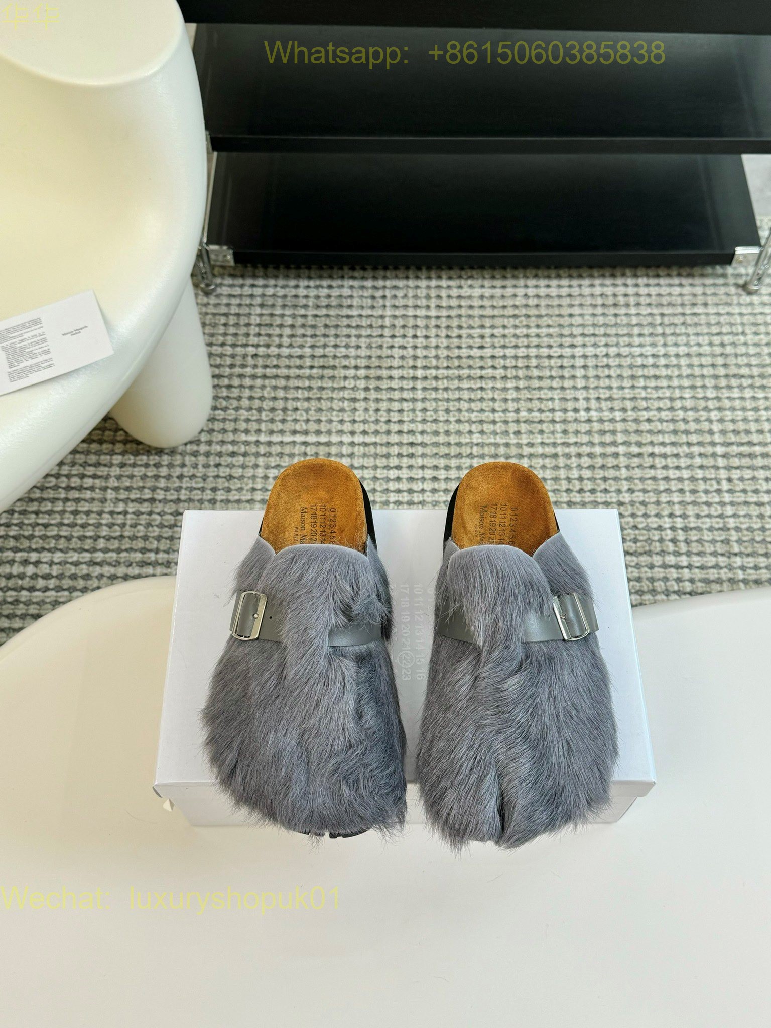 MM6 Maison Martin Margiela tabi Fur Slippers slip on Women Shoes