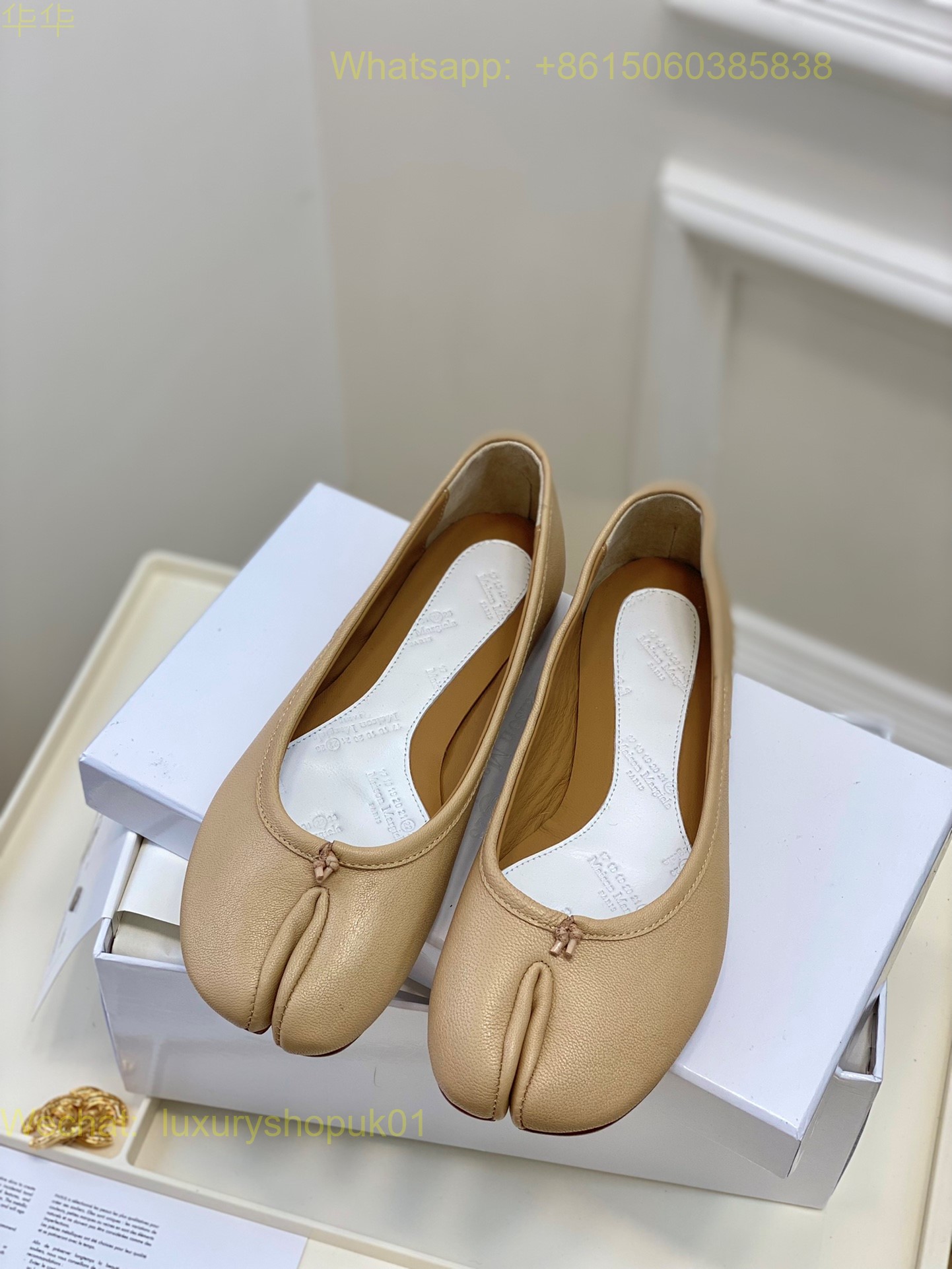 MM6 Maison Margiela tabi stitch-out leather ballerina shoes Women Flat Shoes