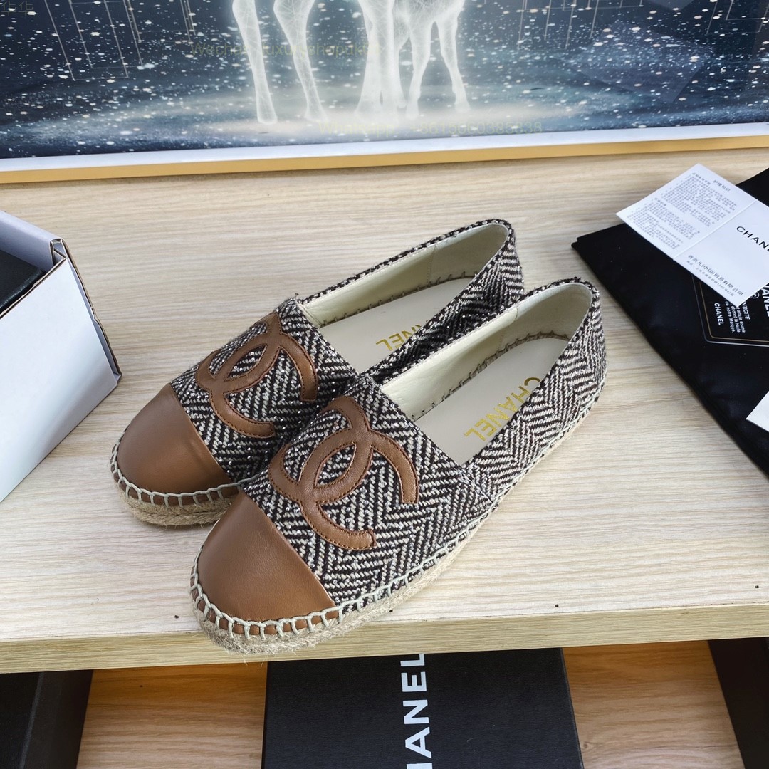 Chanel CC Logo Cap Toe Espadrilles Flat Women Shoes