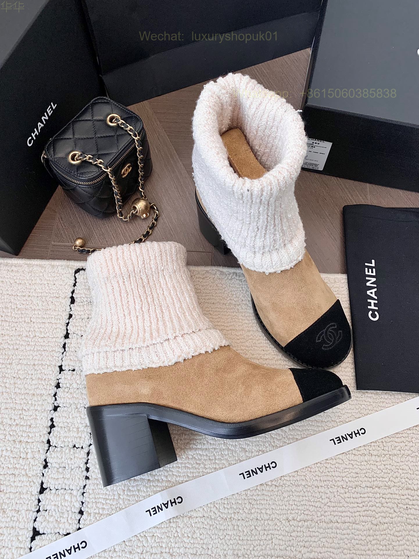 Chanel Knit Boots High heels Women Shoes