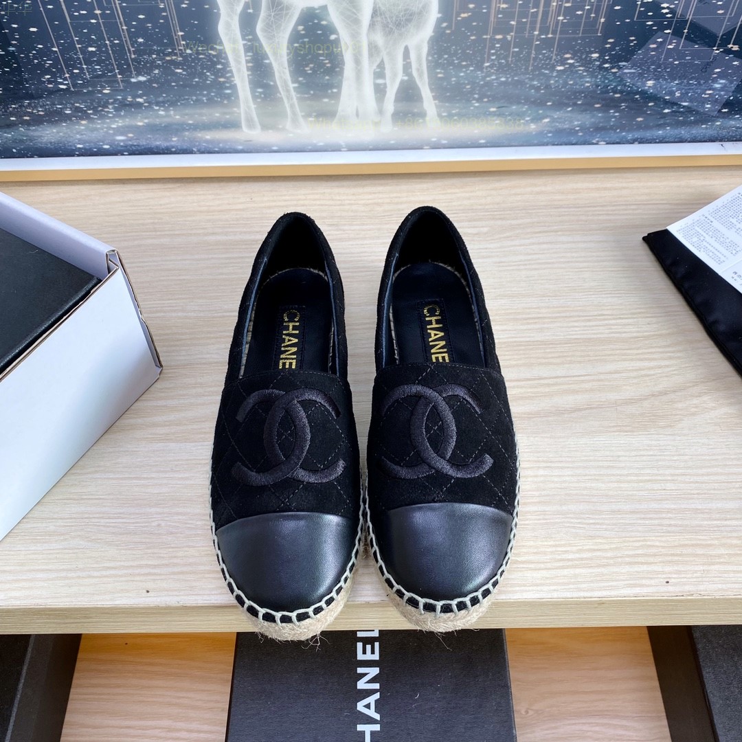 Chanel CC Logo Cap Toe Espadrilles Flat Women Shoes
