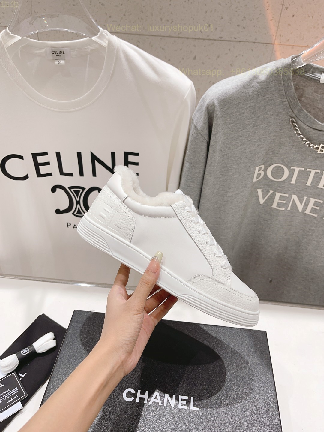 Chanel Fur Shearling Sneaker CC Logo Women Platform Shoes