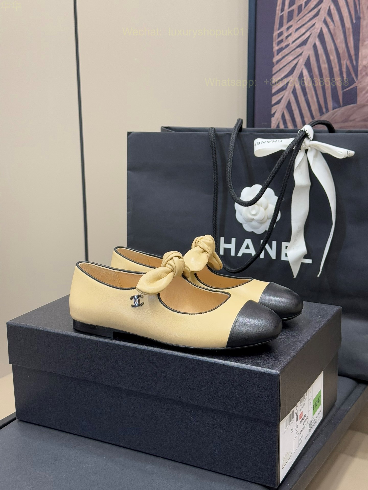 Chanel Bow Strap Ballet flats Leather CC Logo Women Shoes