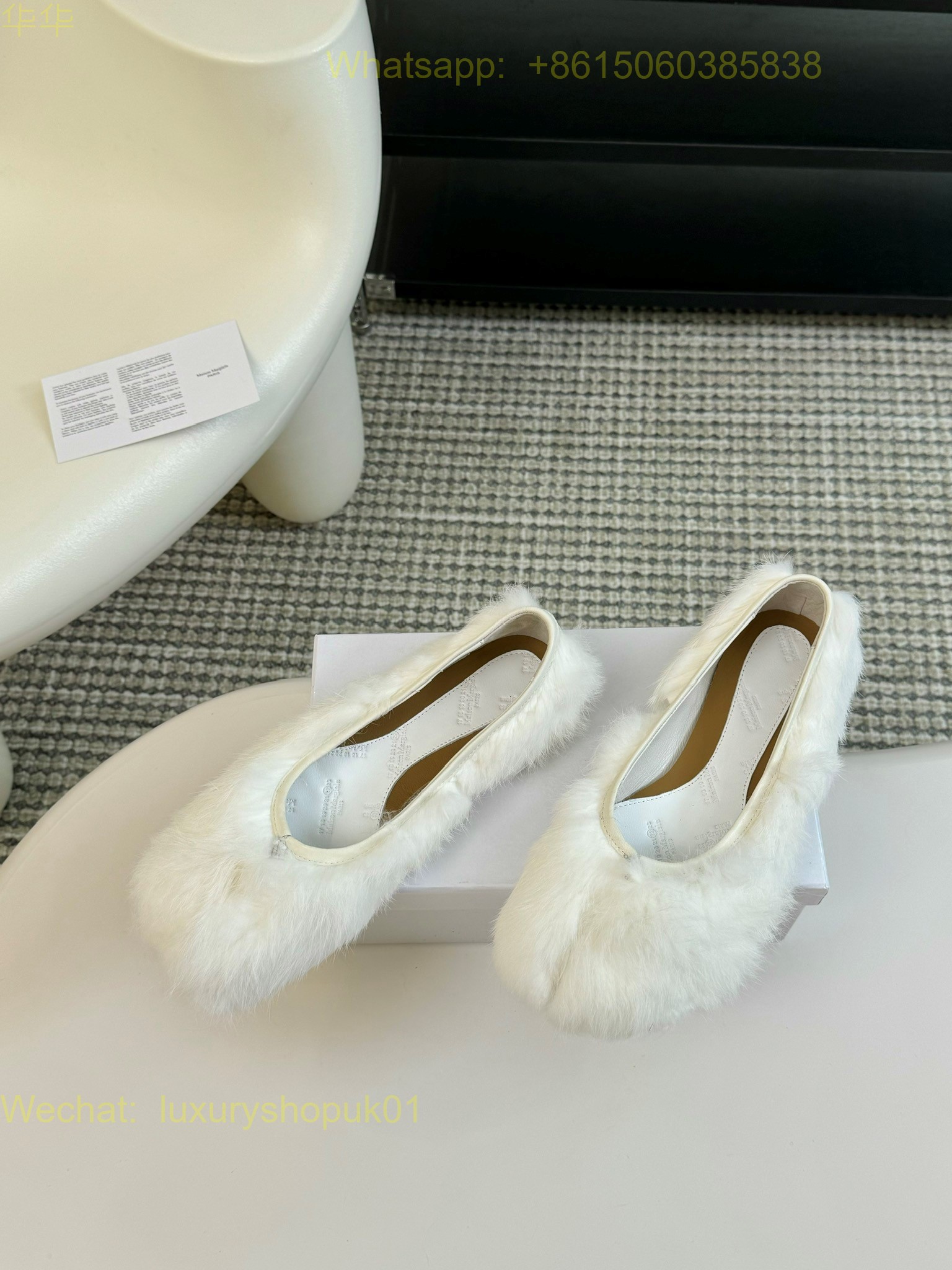 MM6 Maison Martin Margiela tabi Faux-Fur Ballet Flats Women Shoes