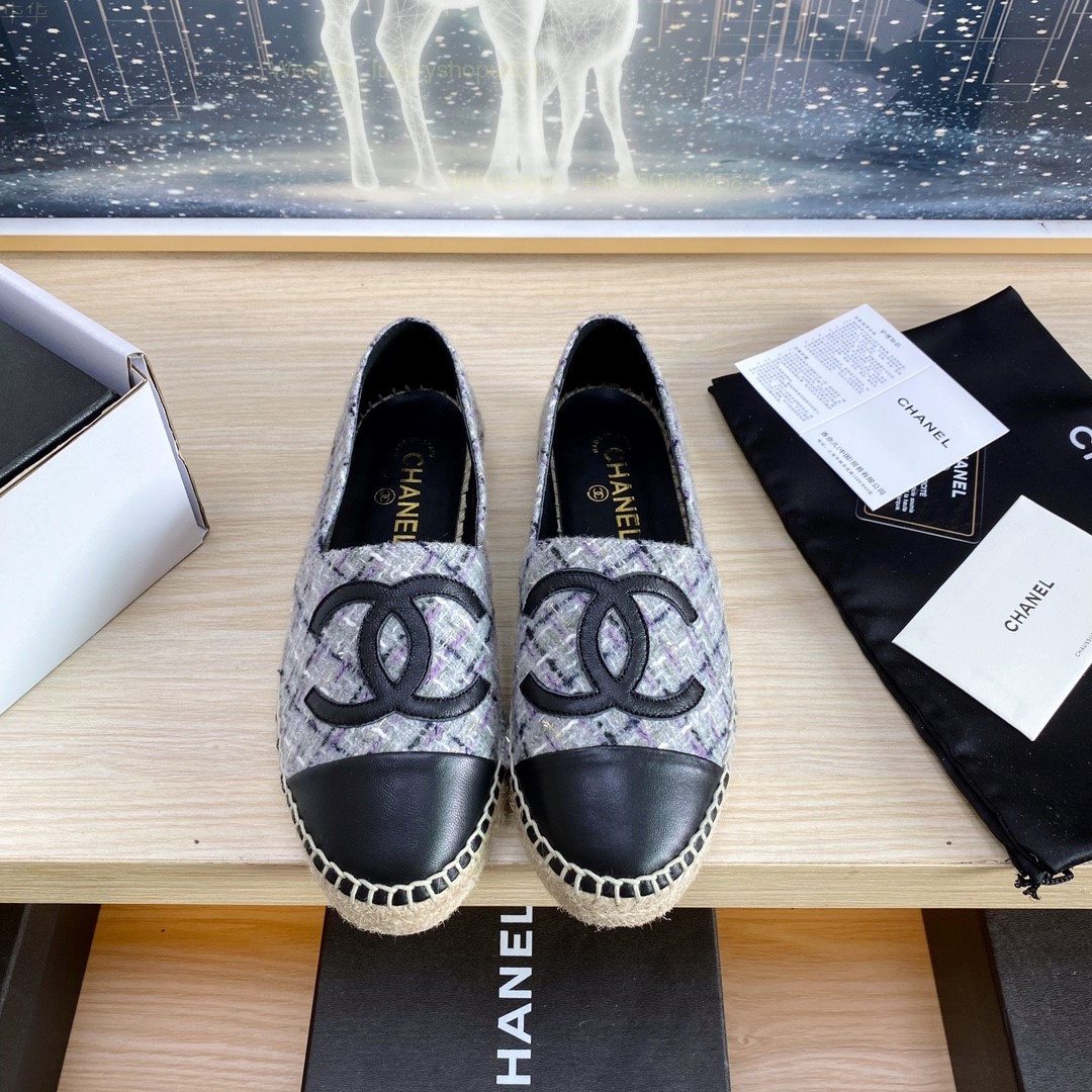 Chanel CC Logo Cap Toe Espadrilles Flat Women Shoes