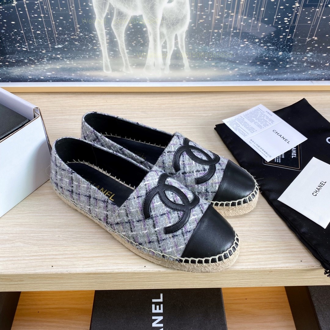 Chanel CC Logo Cap Toe Espadrilles Flat Women Shoes